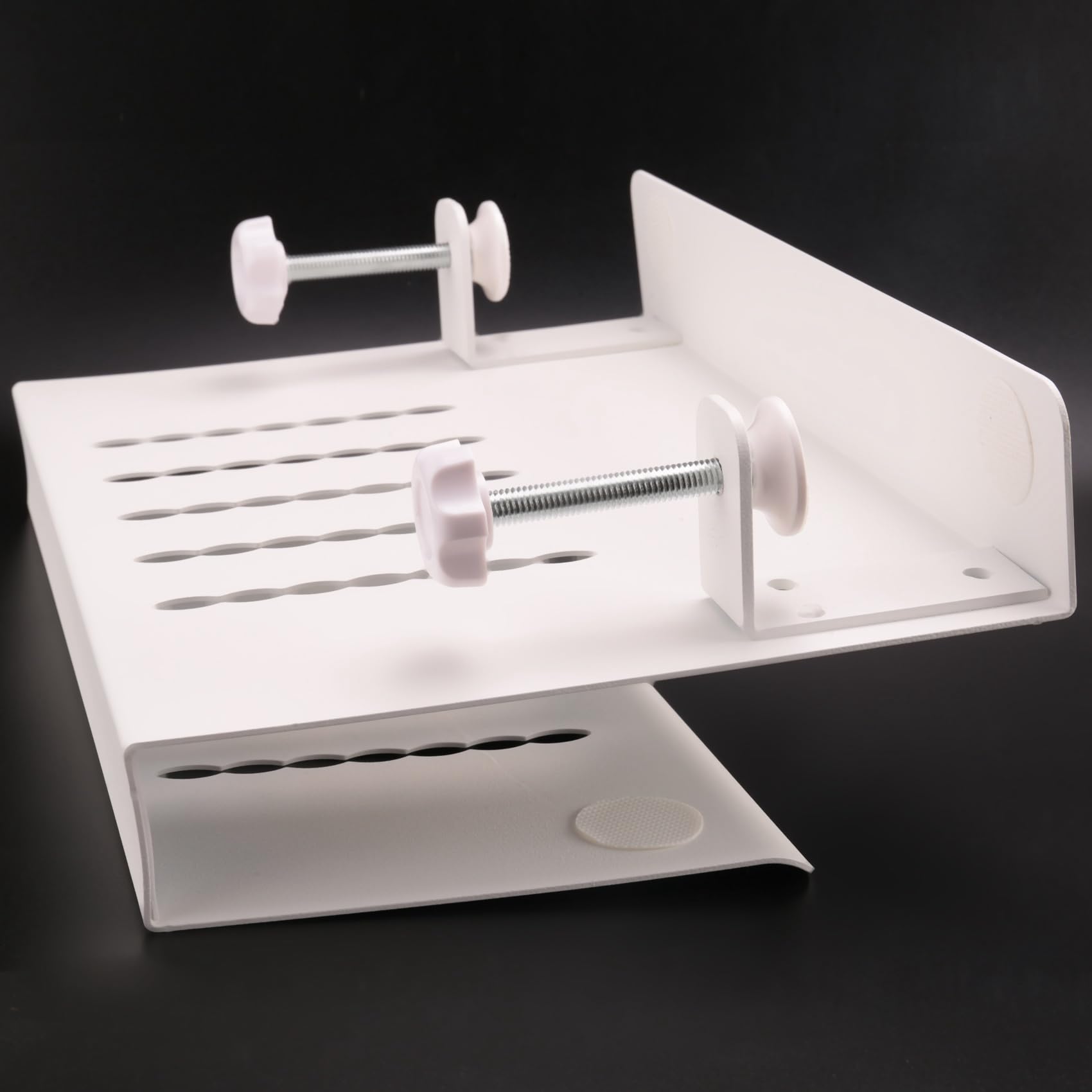 Scrivania laterale in acciaio bianco per laptop e tablet, capacità di carico di 3 kg, supporto robusto, perfetto per l'ufficio domestico, soluzione salvaspazio per spazi di lavoro moderni