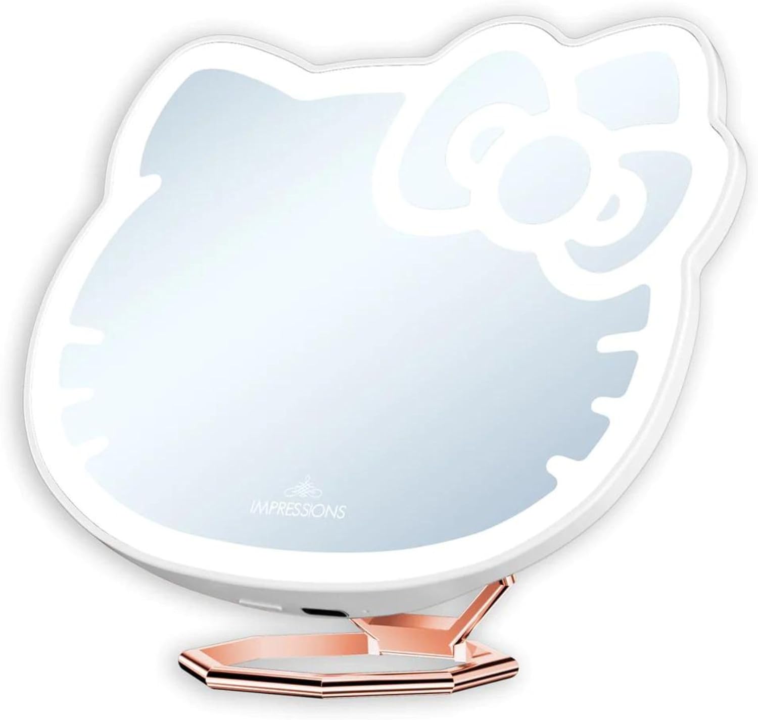 Impressions Vanity Hello Kitty 3X Magnifying Pocket Mirror with Stand, Adjustable Brightness Daylight LED Lighted Compact Makeup Mirror for Desk, Travel, Purse (White) - Image 6