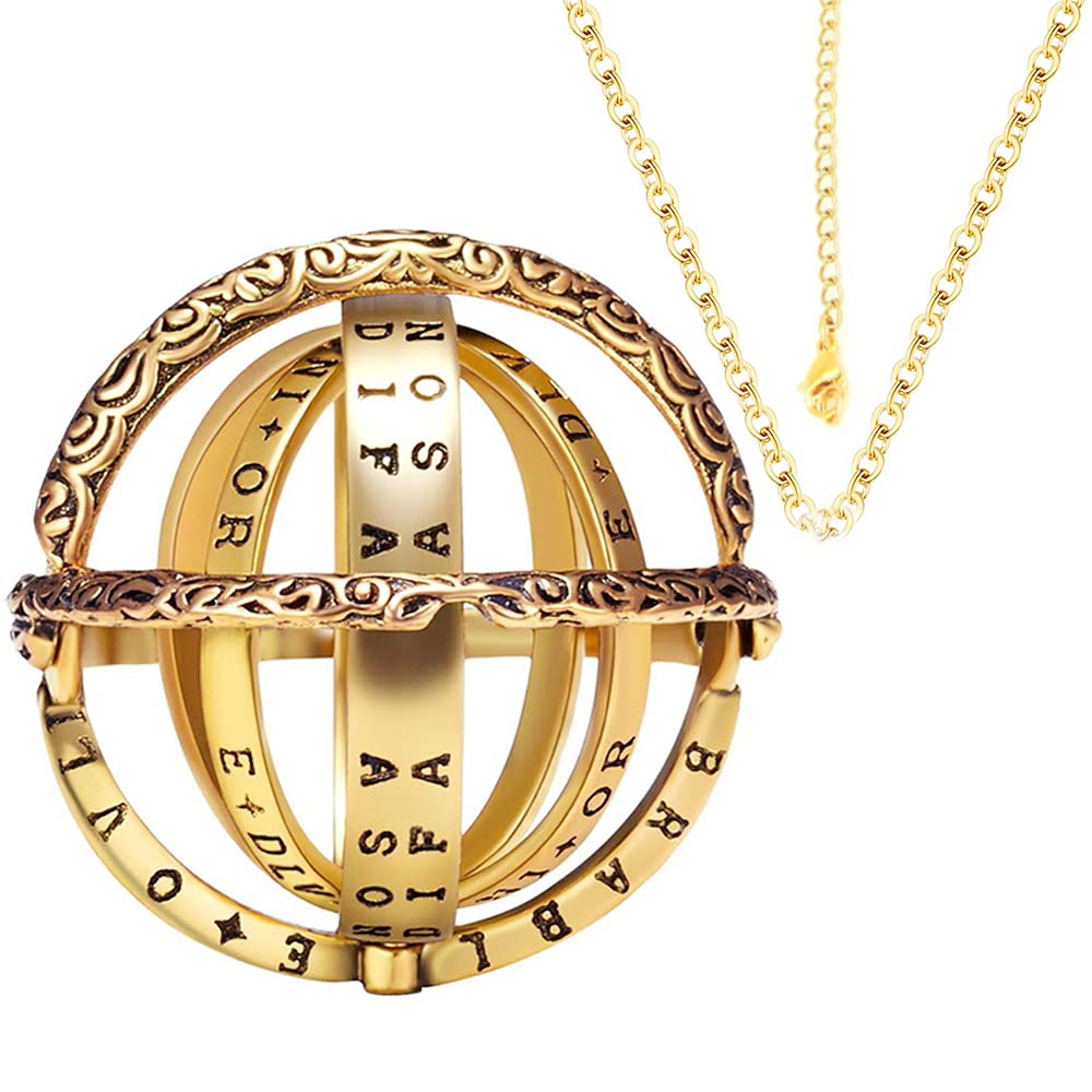 Astronomical Sphere Ring Folding Ball for Men Women Gold Vintage Unique Gothic Ring That Unfolds Into an Astronomical Sphere Necklace Pendant Jewelry