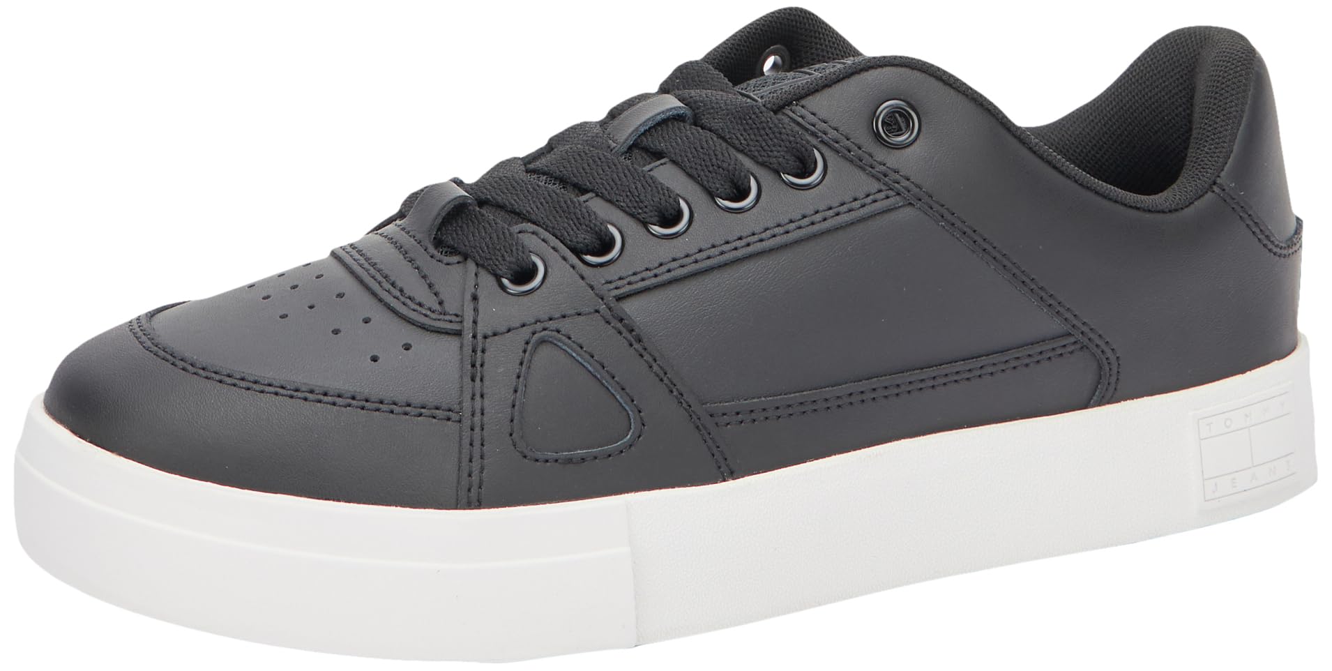 Tommy Jeans Men's TJM Vulcanized Foxing Flag EM0EM01313 Cupsole Sneaker, Black (Black), 6.5 UK