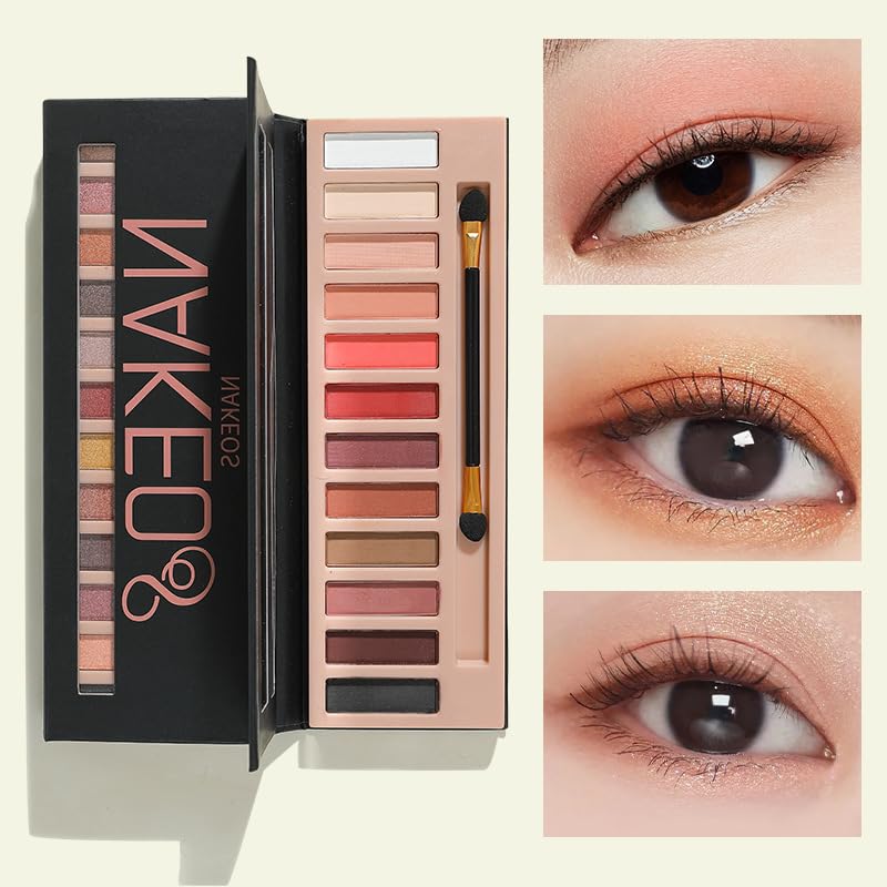Miniatura 3 de Paleta de sombras de ojos profesional de 12 colores, mate natural, brillo, pigmentos con brillantina. Kit de sombra de ojos ahumada impermeable para