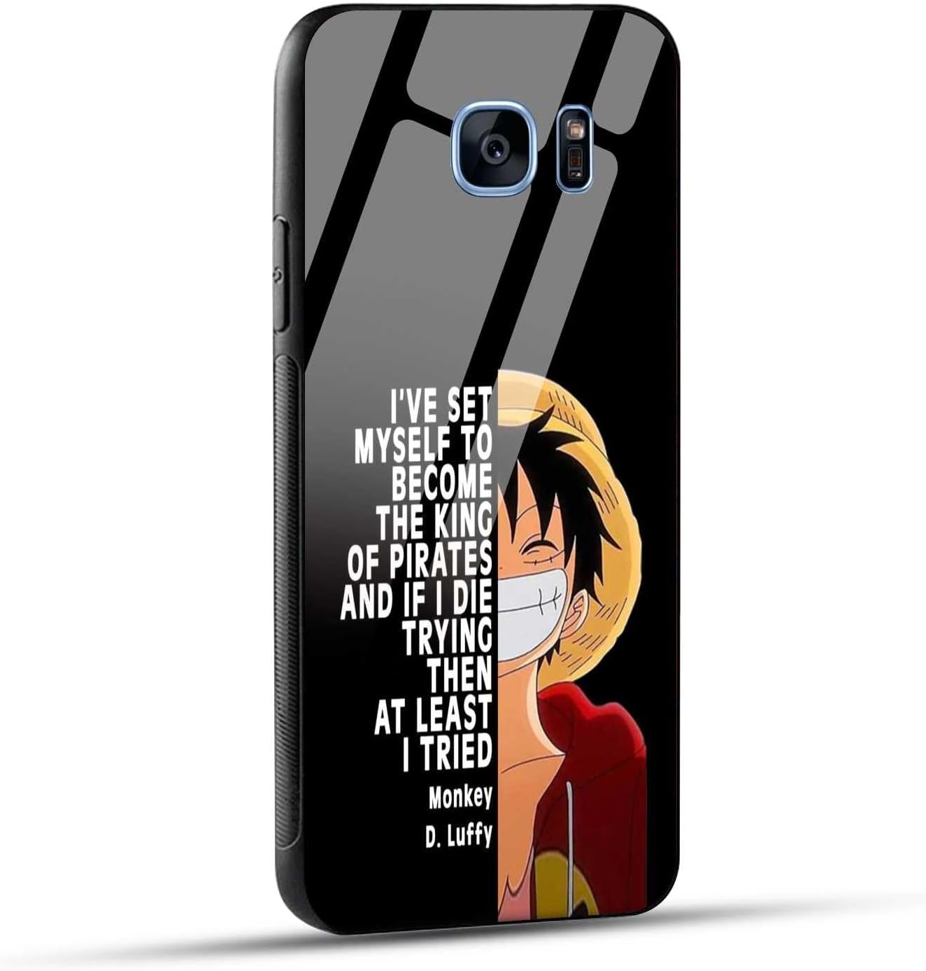 NDCOM for Samsung Galaxy S7 Edge Back Cover Glass Case Anime One Piece Monkey D. Luffy