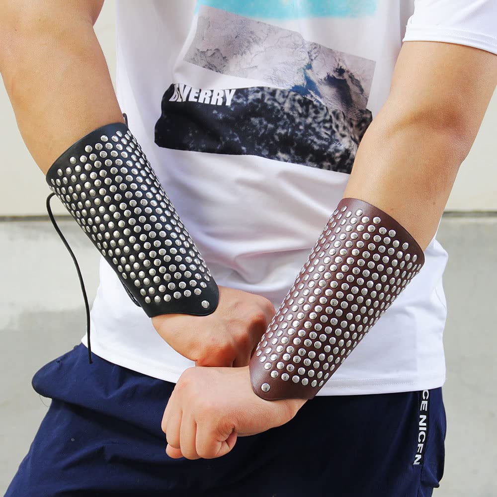 Brazales Anchos Cuero para Hombres Guantes Medievales Pulsera Brazalete Punk Accesorios Vestuario Renacentista