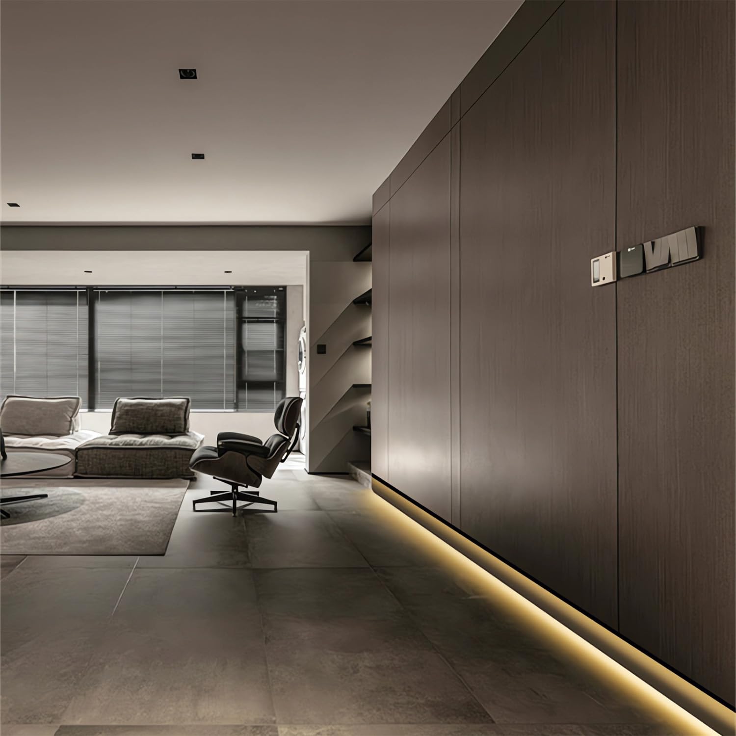 JARBIH Aluminiowa listwa przypodłogowa LED, 1 m, wys. 65 mm, listwa przypodłogowa LED, listwa oświetleniowa, profil kanałowy, oświetlenie z mleczną osłoną, do salonu, sypialni, kuchni, kina domowego