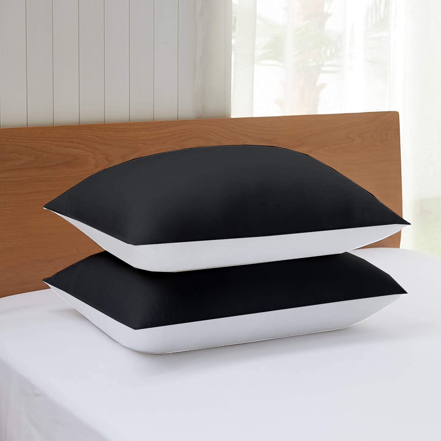 Egyptian Cotton Pillow Covers - Set of 2 Dark Grey -5