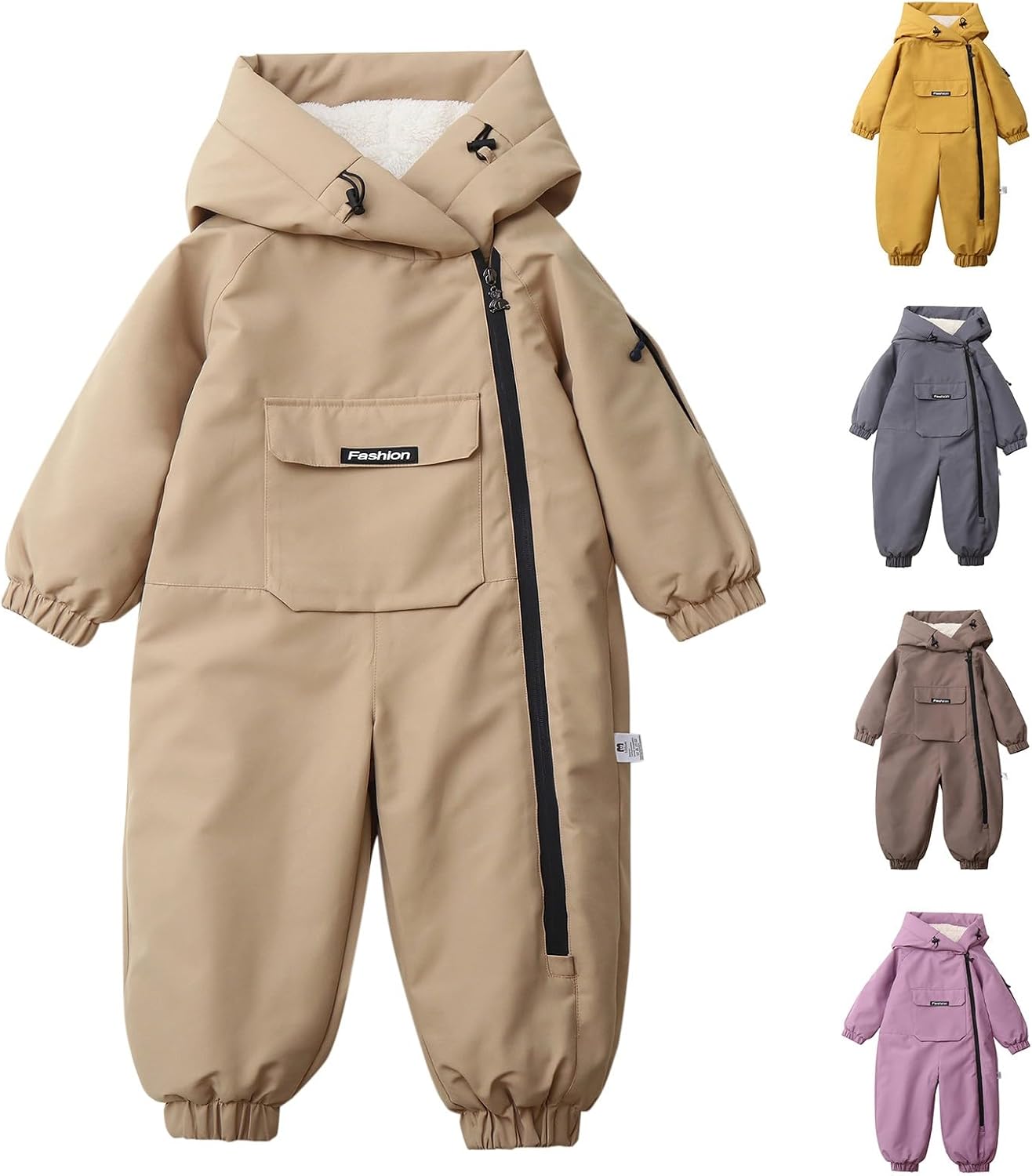 Toddler Girls Boys One Piece Snowsuit Baby Waterproof Windproof Winter Outdoor Overalls Insulated Snowboard Ski Suits Hoodies
