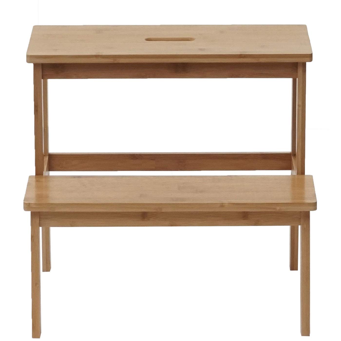 Sgabello scaletta HWC-B87 legno bambu 43x47x38cm