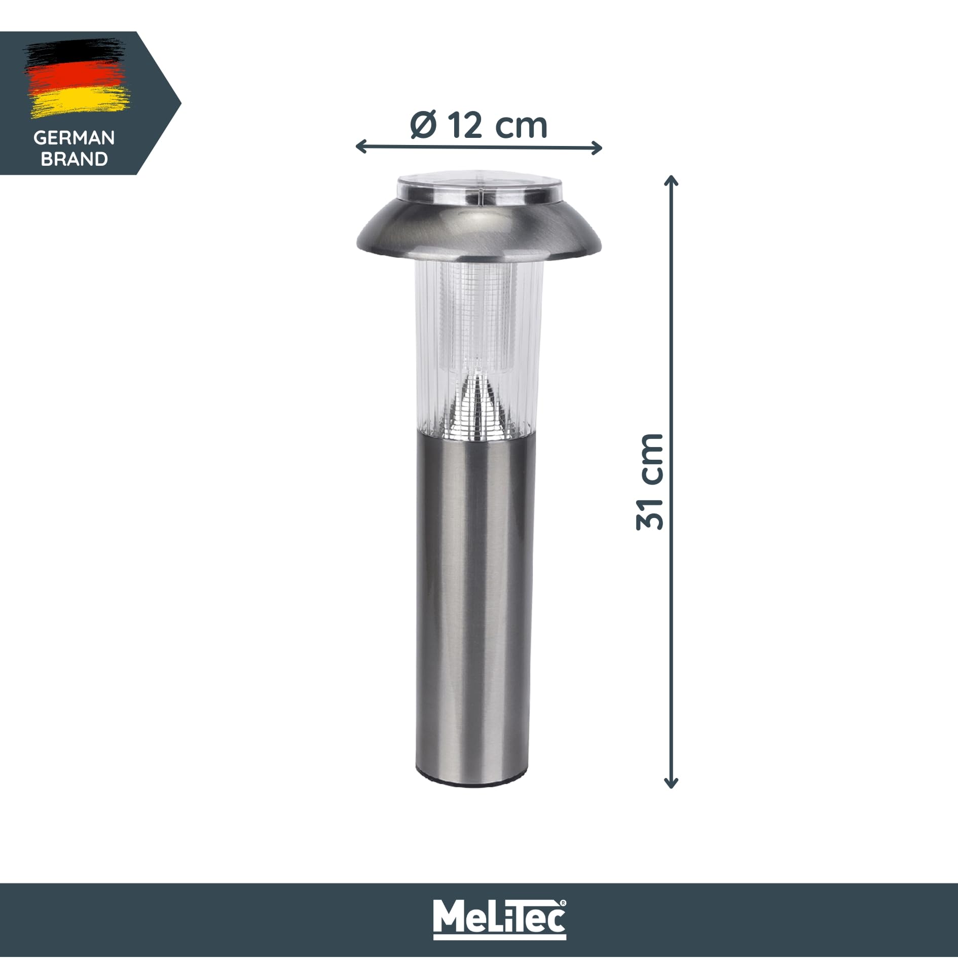 MeLiTec Garten-Solarlampe, 3er Set, Solar LED-Gartenleuchten, Solarlampe für außen, ideal für Garten, Terrasse und Balkon, aus Edelstahl matt gebürstet, SO06-1