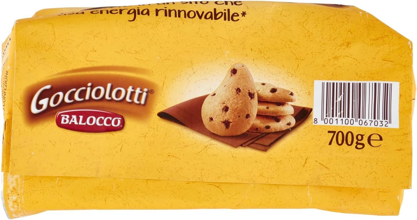 Balocco Gocciolotti Biscotti con gocce di cioccolato Kekse mit Schokoladenstückchen biscuits cookies 100% Italienische Kekse 3x 700g + Italian Gourmet polpa 400g