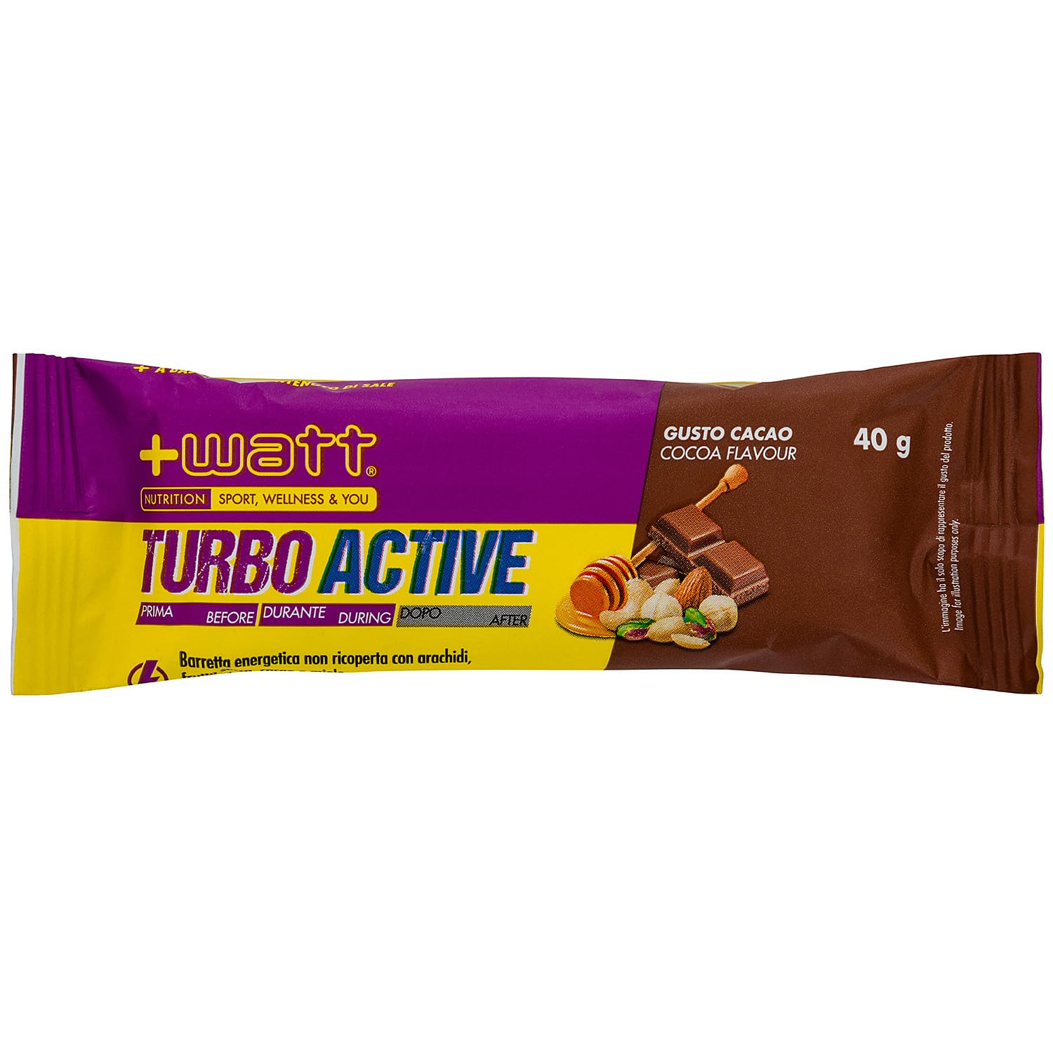 Turbo Active - Barretta energetica con arachidi, frutta secca e miele. (Box 24 pz, Cacao)