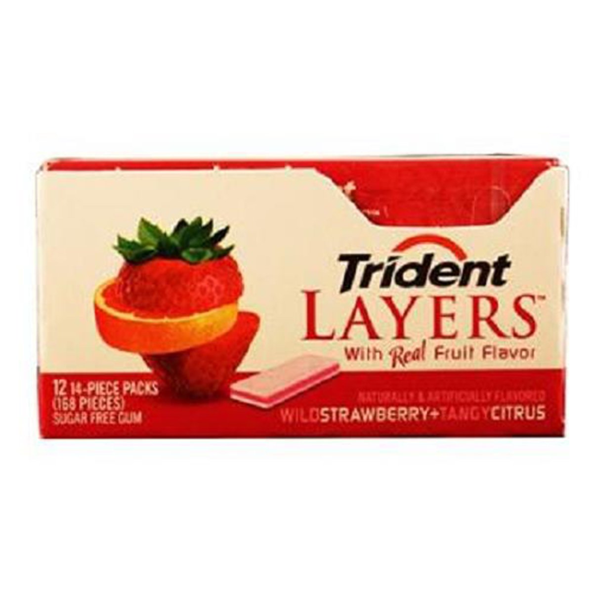 Trident Layers, Wild Strawberry/Tangy Citrus, Count 12 (14 Pcs) X 2 (Package Quantity 2) Gum