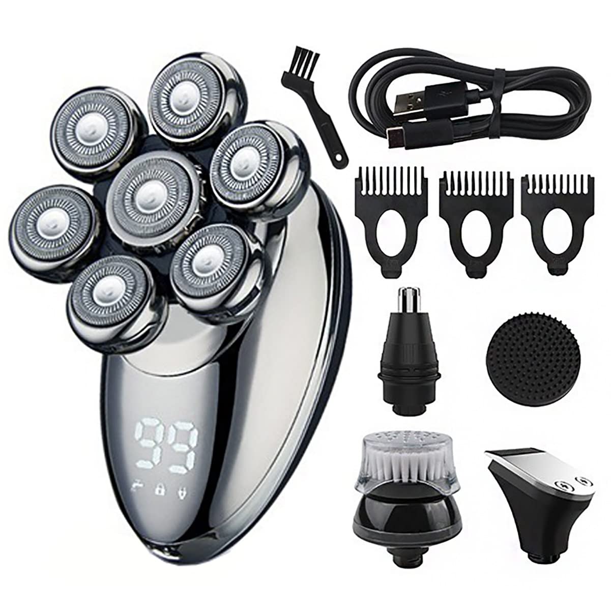 Electric Razor for Men 5 in 1 Electric Shaver for Men 7 Head Electric Beard Trimmer USB Rechargeable