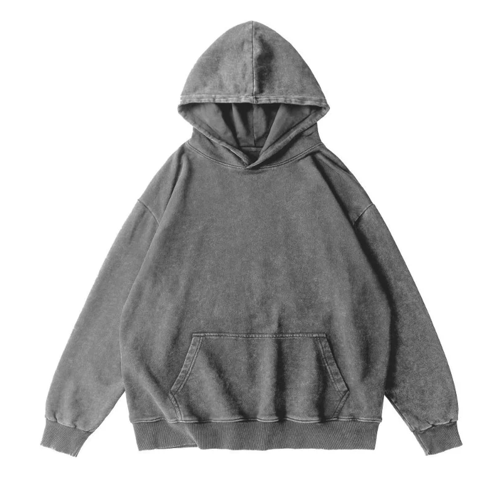 Biały lis bluza z kapturem oversize bawełna postarzana męska i damska bluza z kapturem z odkrytymi ramionami retro moda bawełniana sprana luźna bluza z kapturem