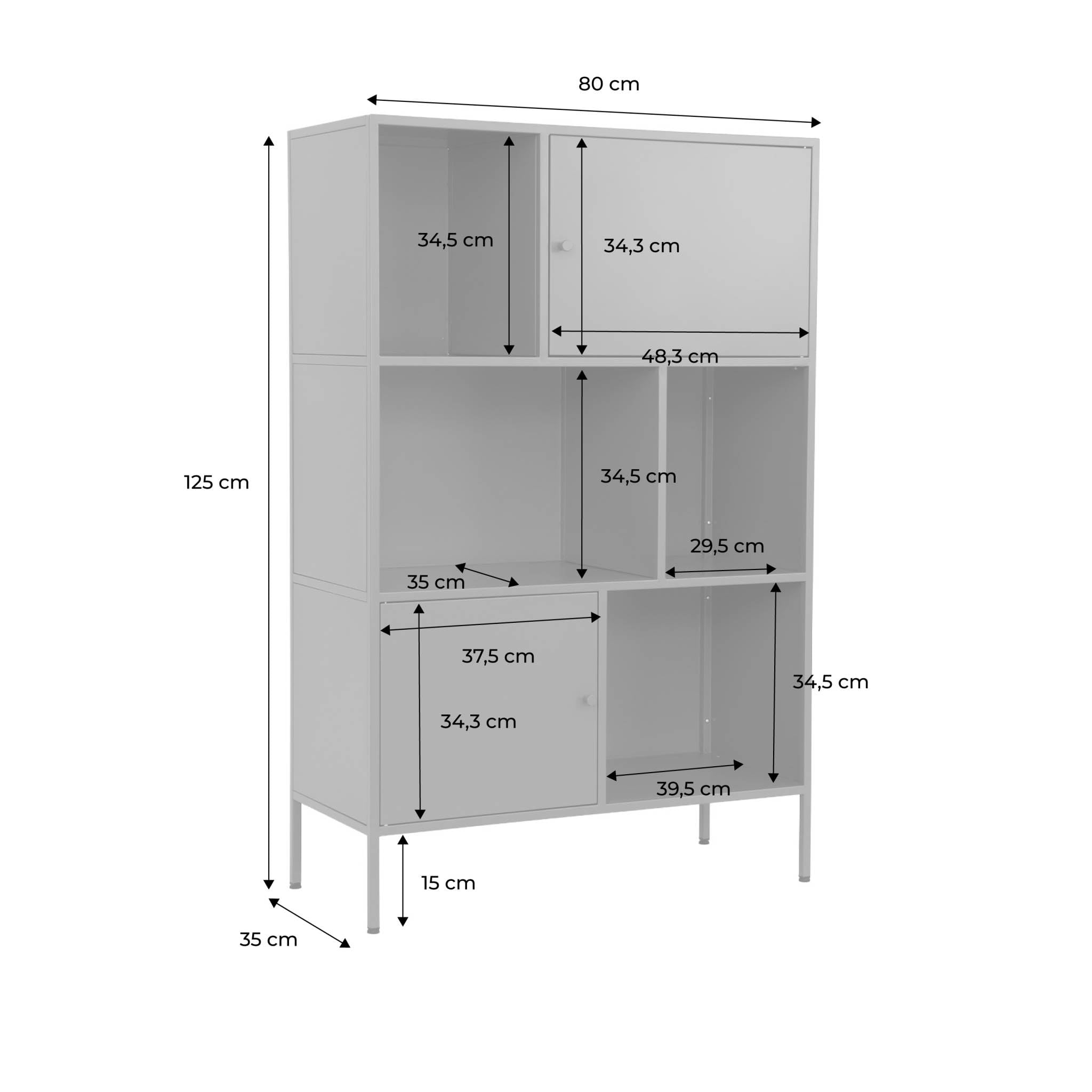 Alice's Garden sweeek - Buffet. Meuble de Rangement Industriel métal Vert 6 Compartiments. L 80 x P 35 x H 125cm - Oklahoma