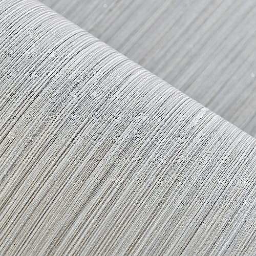 Haimin Grasscloth Wallpaper Textured 24in X 393in Fabric Contact Paper Wall Paper Textured Linen Peel and Stick Self-Adhesive Thick Vinyl Embossed Film Wallpaper (Beige Grey)