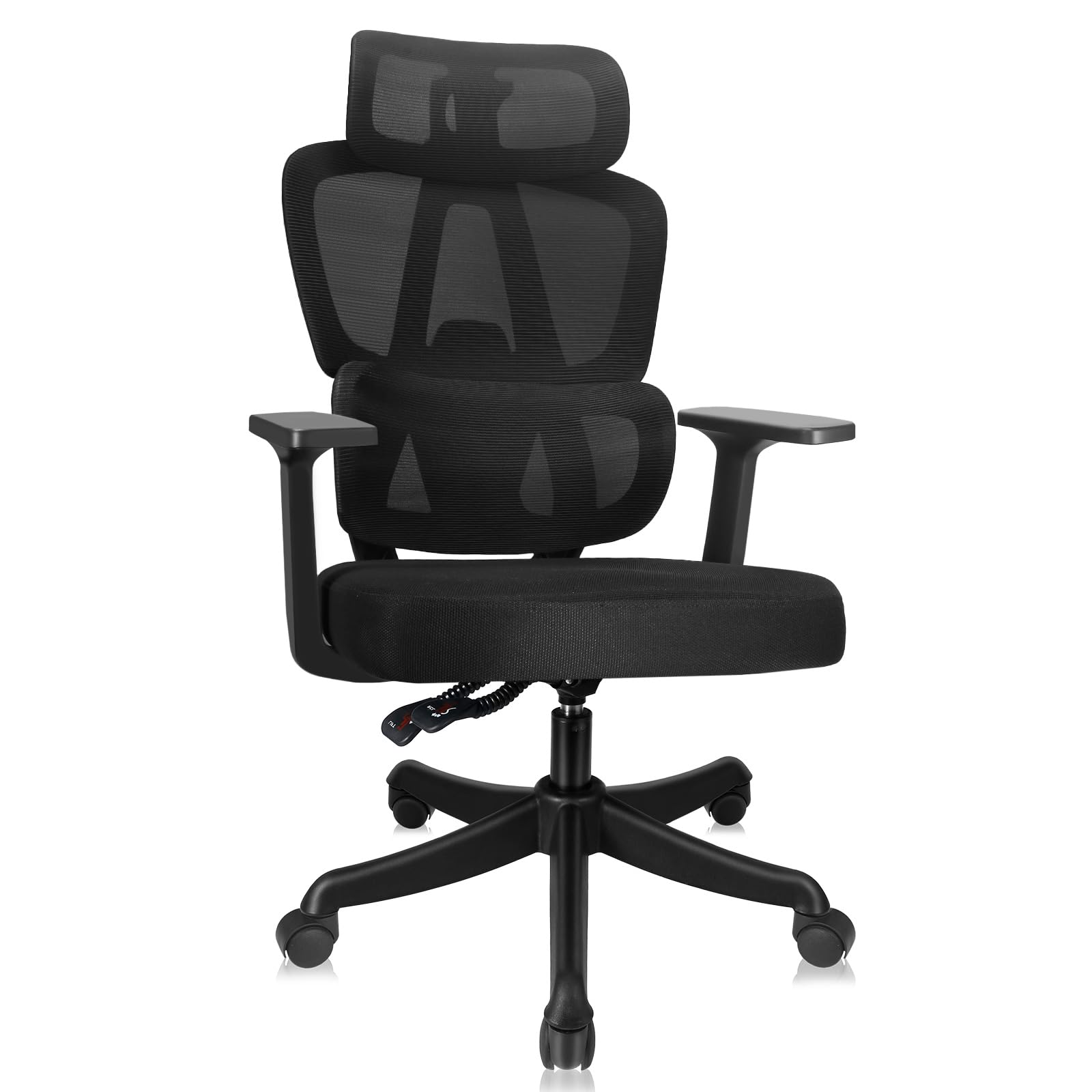 Ergonomic Desk Chair, Office Chair, Swivel Computer Chair with Adjustable Lumbar Support HeadrestArmrest,Height Adjustment and Rocker Function, High Back Mesh Mesh Breathable,130x67x67cm