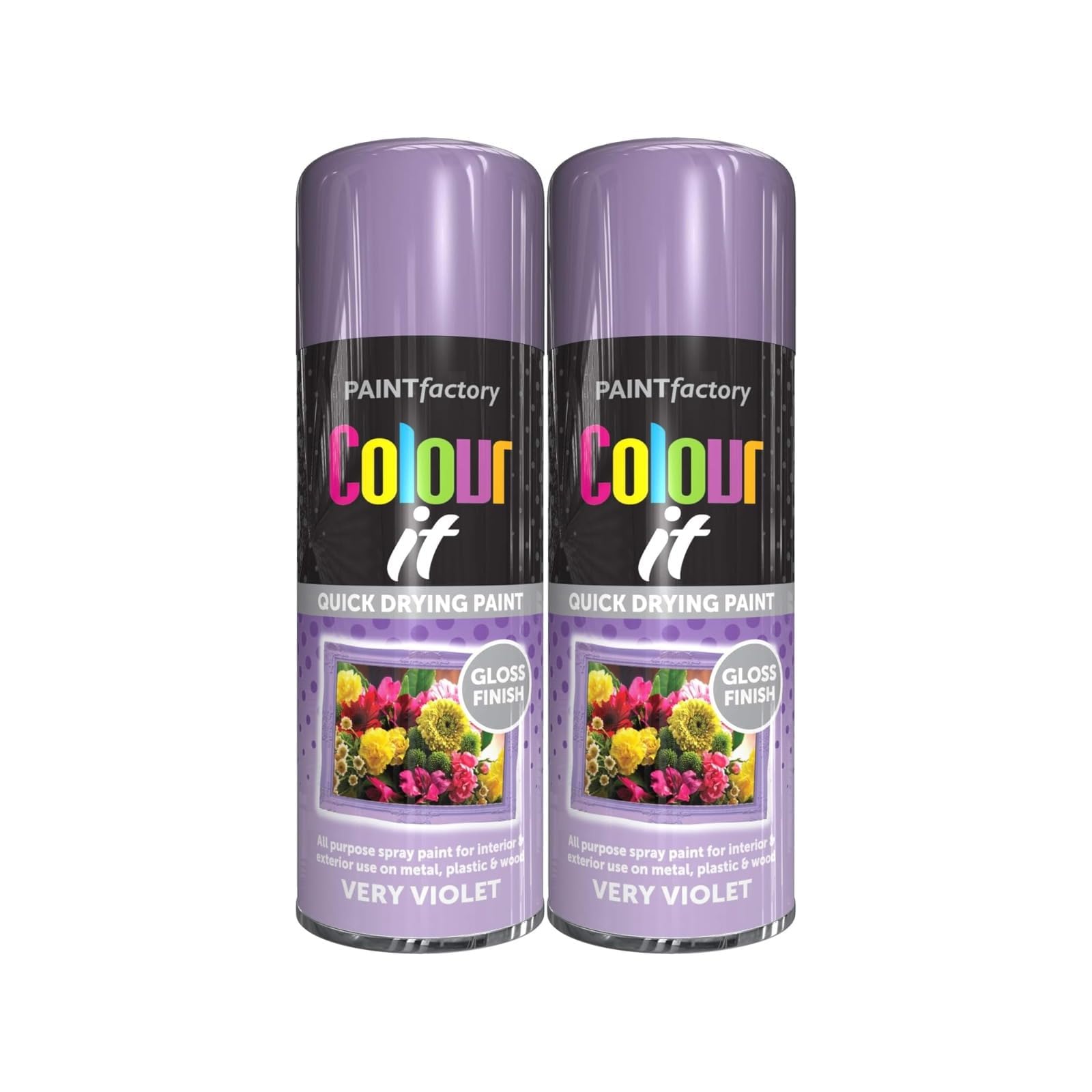 Pnjb 2Pcs Very Violet Gloss Spray Paint, Quick Drying Spray, Excellent Coverage For Metal, Wood, Plastic, Aerosol Spray, Lightweight And Portable,400Ml (2Pcs)