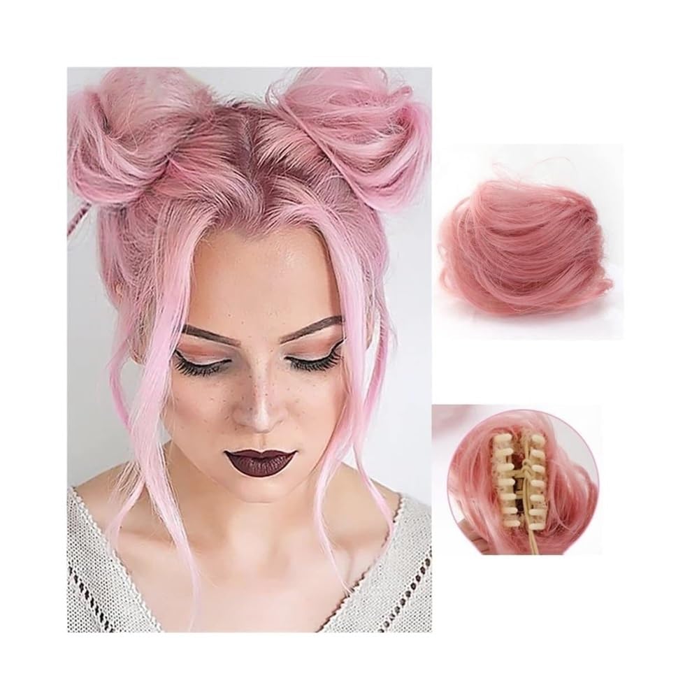 Chignon perruque avec pince à cheveux marron clair postiche bun