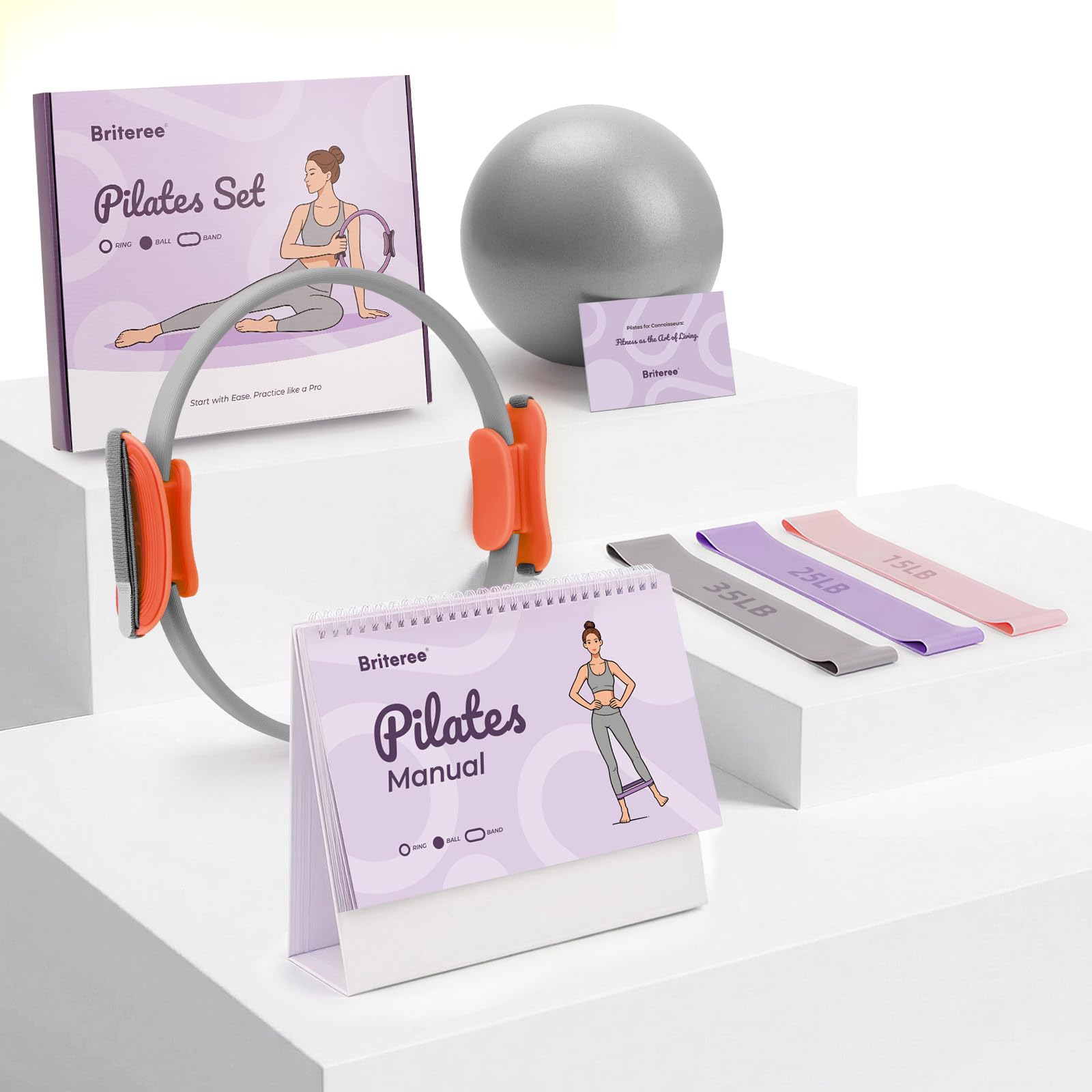Home Pilates Kit for Beginners, Complete Set with Ring, Anti-Burst Ball &amp; Silicone Resistance Bands, Non-Slip Home Gym Equipment for Women with Workout Calendar
