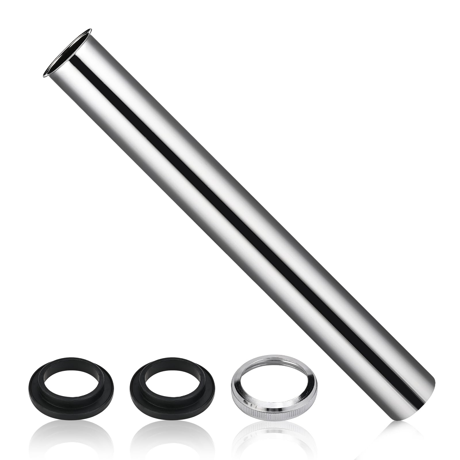 Cieex Universal Siphon Tauchrohr, Siphon Verlängerung 300mm, Abfluss Röhrensiphon -1 1/4 Zoll x 32mm - Chrom