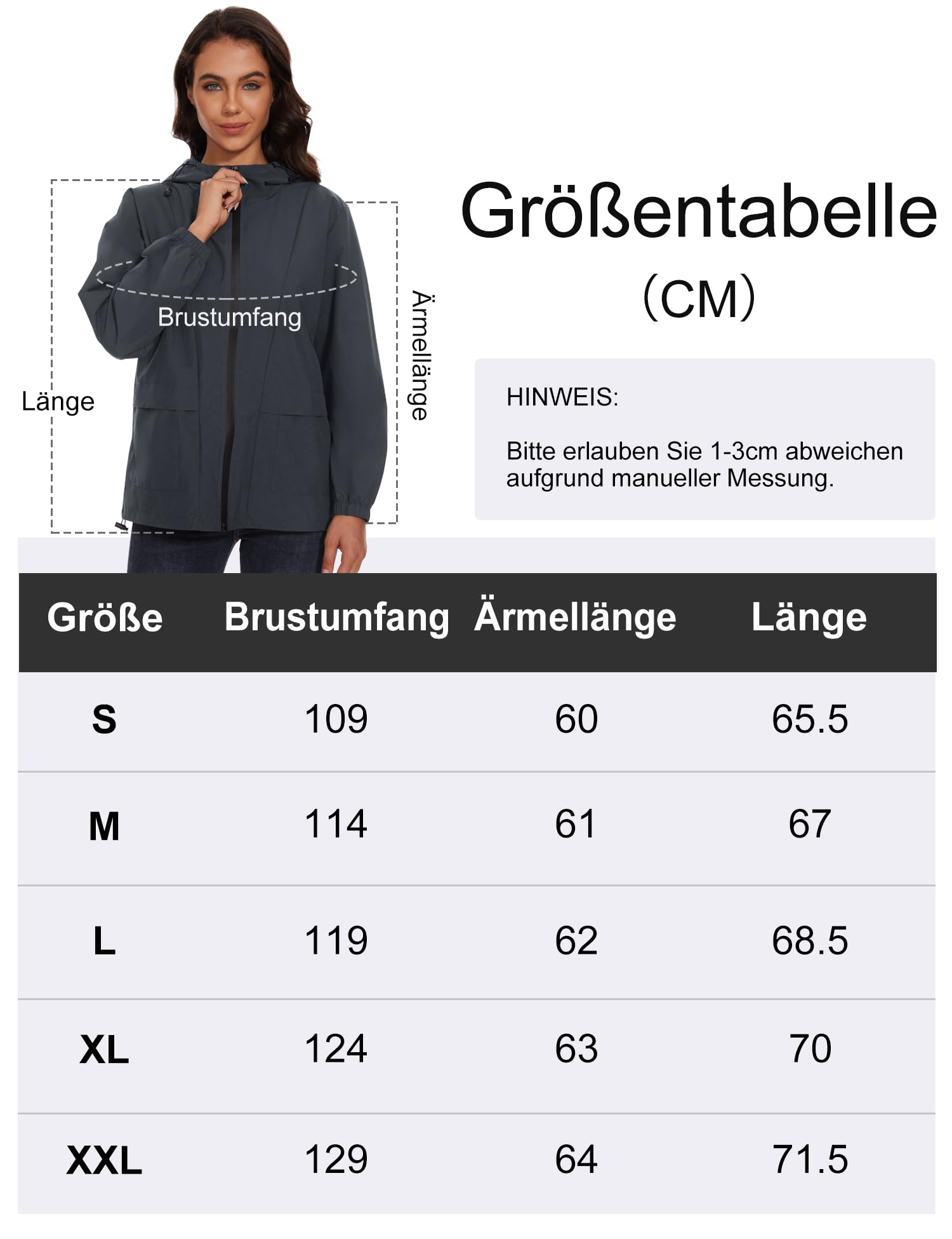 VêTements ImperméAbles Femme Avec Bande RéFléChissante,Veste De Pluie Pour Voyages Et Le VéLo,Style Vestes De RandonnéE Anti-Pluie