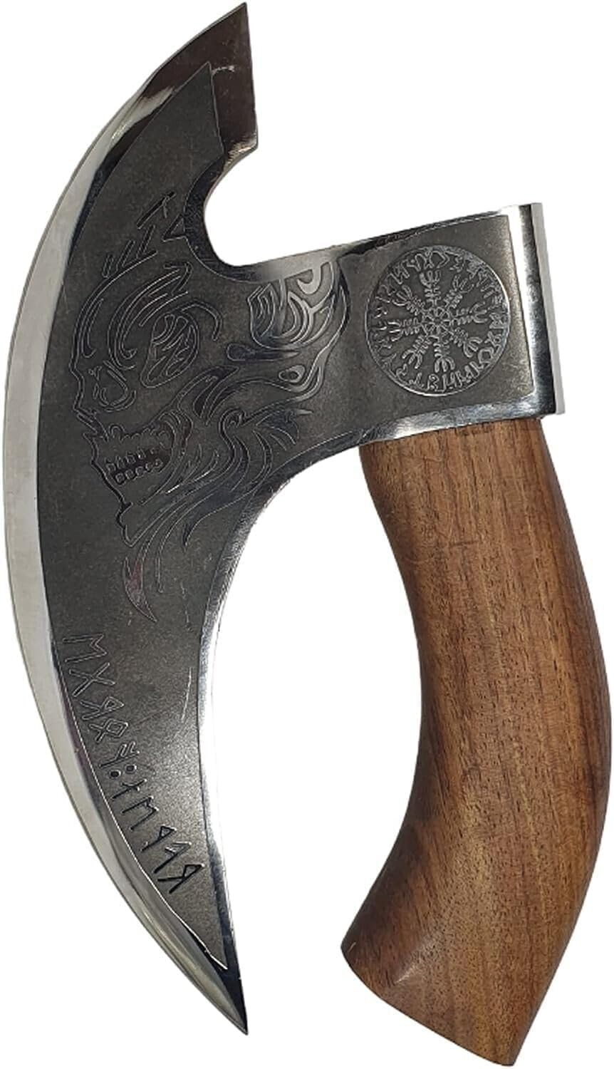Ręcznie robiony nóż do pizzy, 26 centymetrów, ostrze do cięcia ze stali węglowej, skóra sheath, wzór czaszki, styl wikingów nóż do pizzy. Multi-Purpose Cutter… (uchwyt do owoców różanych)