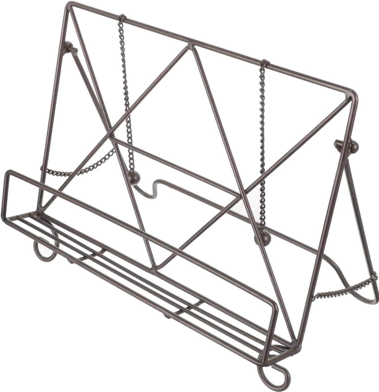 Desktop Iron Art Storage Rack Geometric Book and Magazine Holder for Space-Saving Literature Organizer Capacity and Stable Design