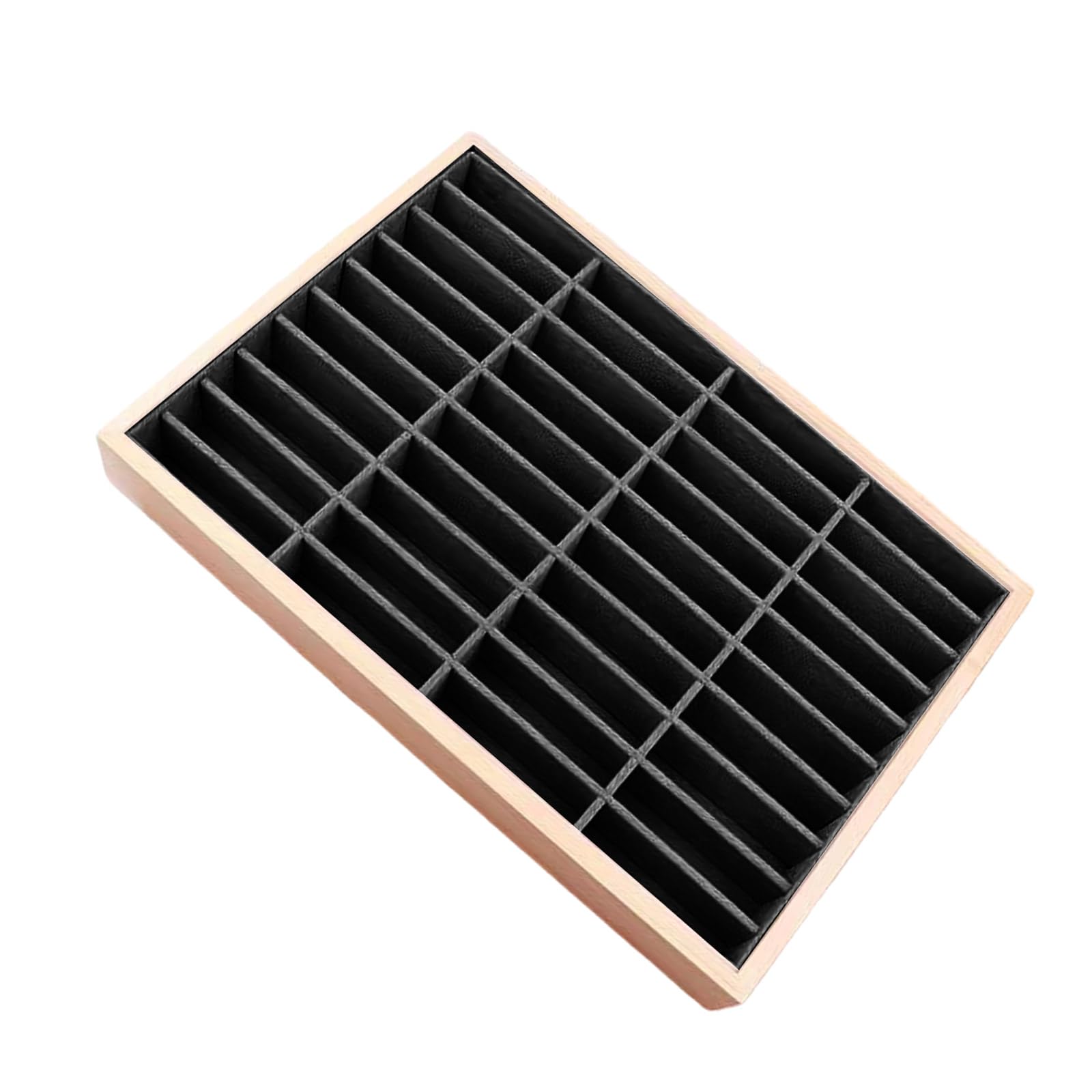 HDOYTXXM Multifunctional Jewelry Display Tray with Protective Slots Wood Texture for Small Item Organized Displays in Stores Small Jewelry Organizers with Compartments