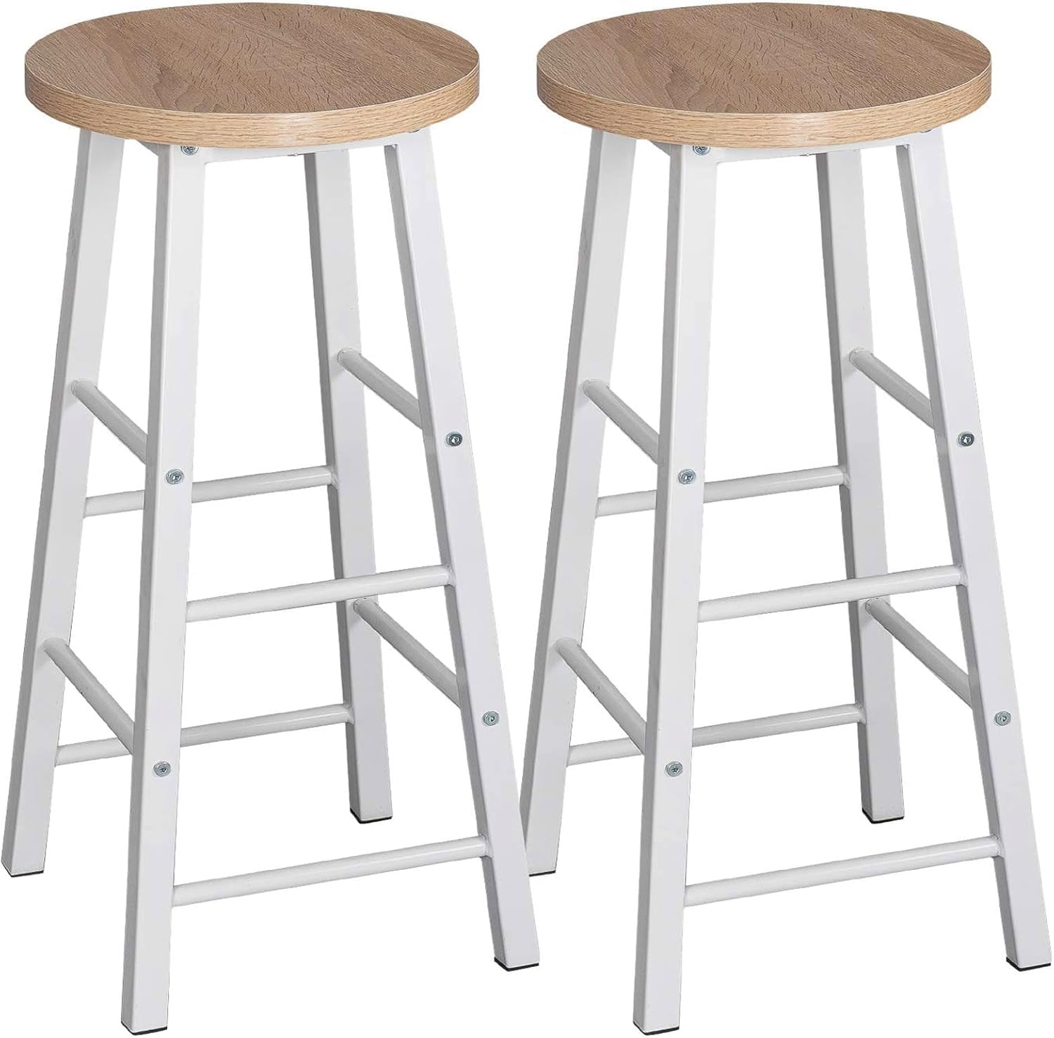 WOLTU 2X Taburete de Bar Muebles Cocina Silla de Comedor para Salon Cocina Estructura de Metal, MDF Roble Claro