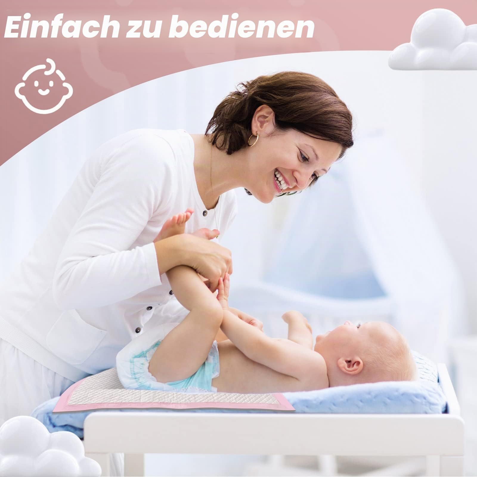 Einweg-Wickelunterlagen, 100 Stück, Baby-Inkontinenz-Wickelunterlagen, Windelunterlagen, ultraweich, super saugfähig, wasserdicht, 33 x 45,7 cm