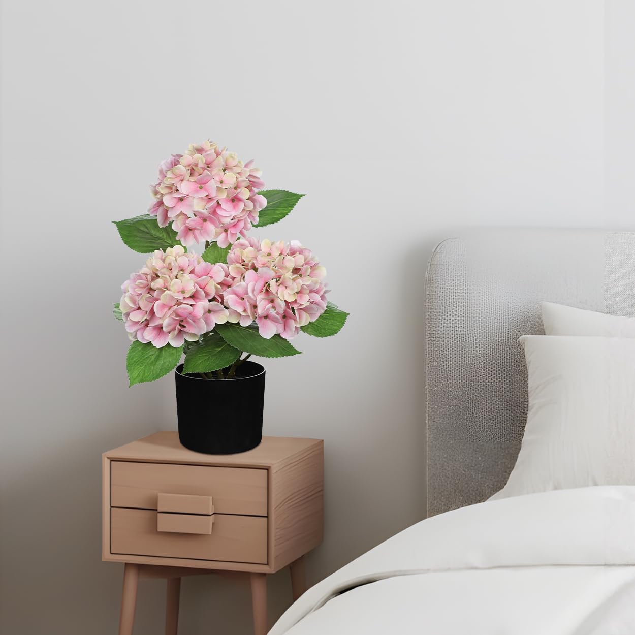 Hollyone Pink Hydrangea Artificial Flowers in Pot Large Silk Hydrangeas Flowers Fake Flowers Arrangements for Indoor Home Office Kitchen Table Centerpieces Wedding Decorations - Image 3