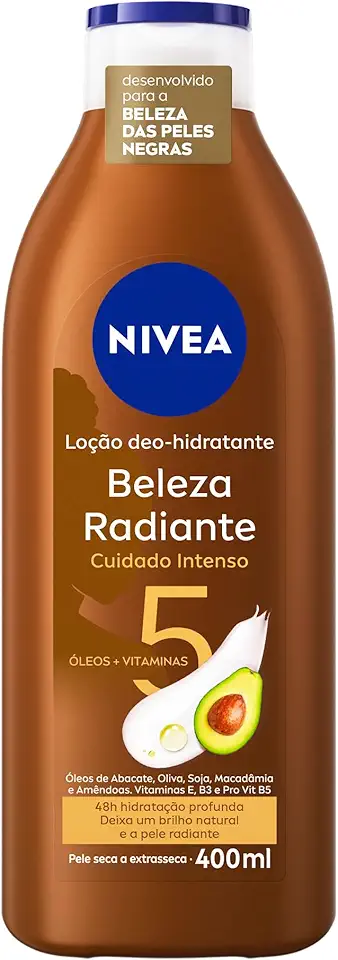 NIVEA Hidratante Desodorante Beleza Radiante Cuidado Intenso 400ml - Desenvolvido especialmente para a beleza da pele negra, ajuda na reparação das áreas ressecadas