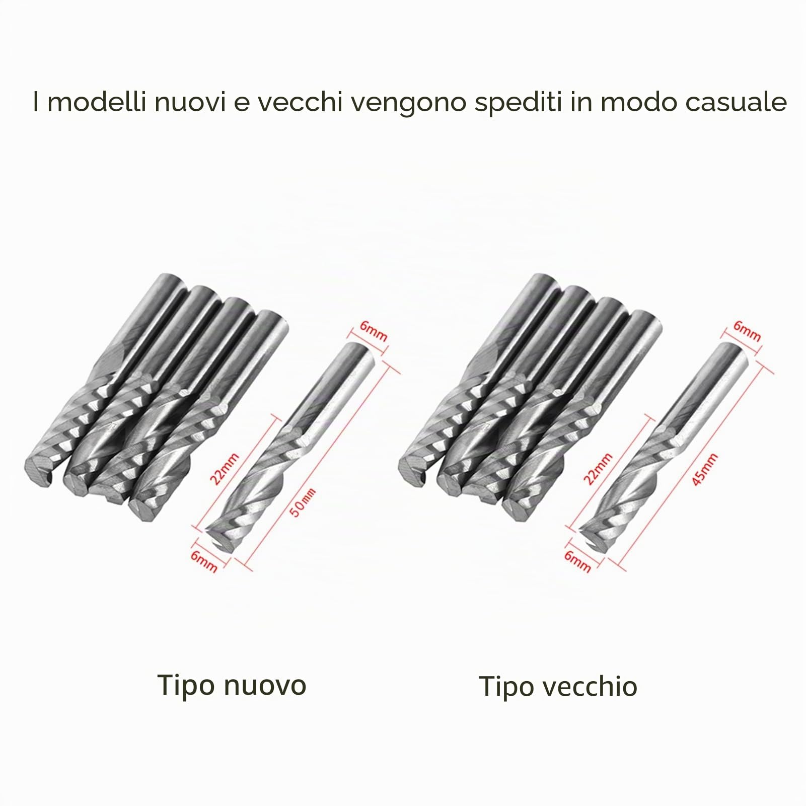 5pcs 6mm Shank carburo di tungsteno singolo flauto frese CNC Router frese per legno alluminio acciaio