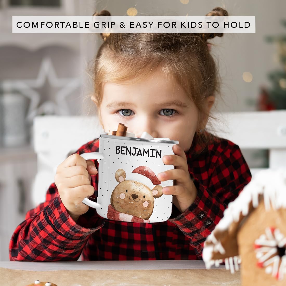 Andaz Press Personalized 11oz. Stainless Steel Campfire Coffee Mug Gag Gift, Watercolor Bear, 1-Pack, Custom Christmas Holiday Hot Chocolate Cup Ideas For Kids Cocoa Mugs For Kids Cocoa Mugs
