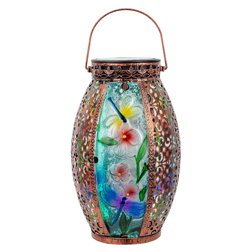 VEWOGARDEN Solar Lanterns Outdoor Waterproof Hanging Decorative Dragonfly Solar Lights for Patio Porch Garden Table Decor
