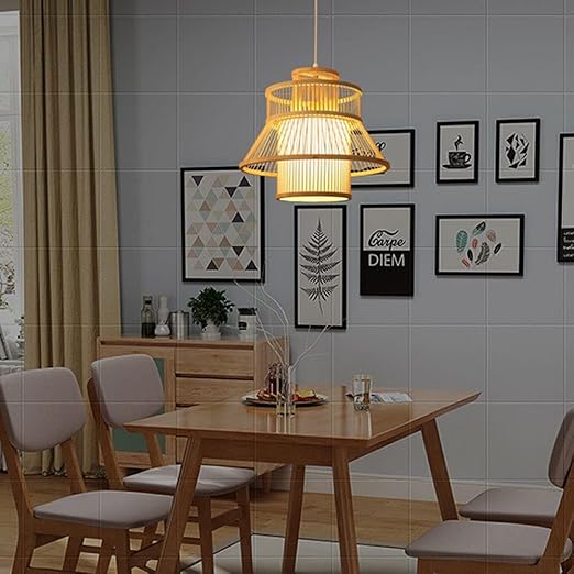 CSSYKV Japanse Stijl Bamboe Kroonluchter Handgeweven Rieten Lampenkap Lantaarn Hanglamp Eetkamer Verlichtingsarmaturen Hanglamp E27 Enkele Kop Voor Slaapkamer Balkon Decoratie Lamp photo 2