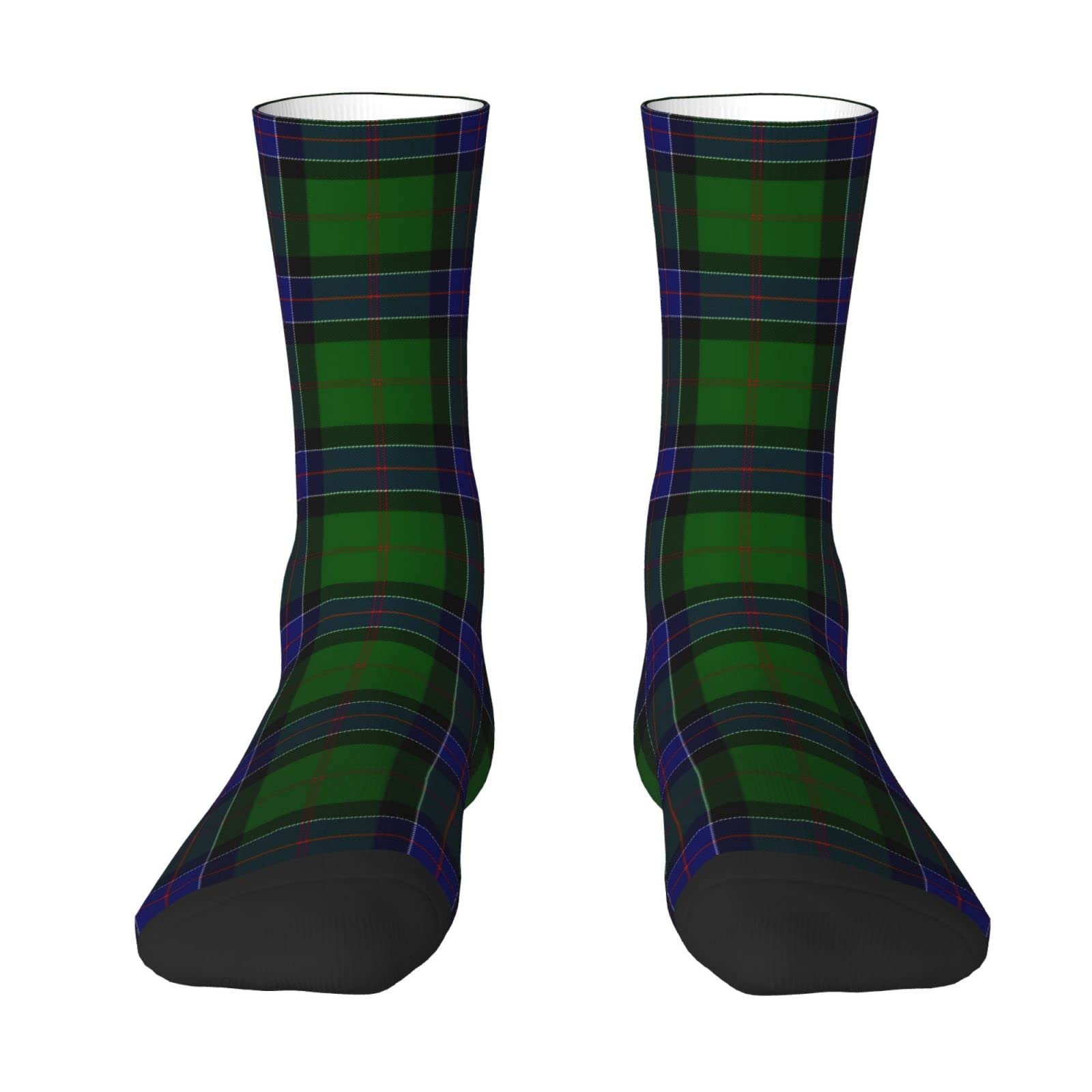 Oudrspo Sinclair Tartan Blue Green Plaid Men & Women Crew Socks,Tartan Plaid Novelty Fashion Casual Crew Tube Sock Athletic Sports Dress Socks