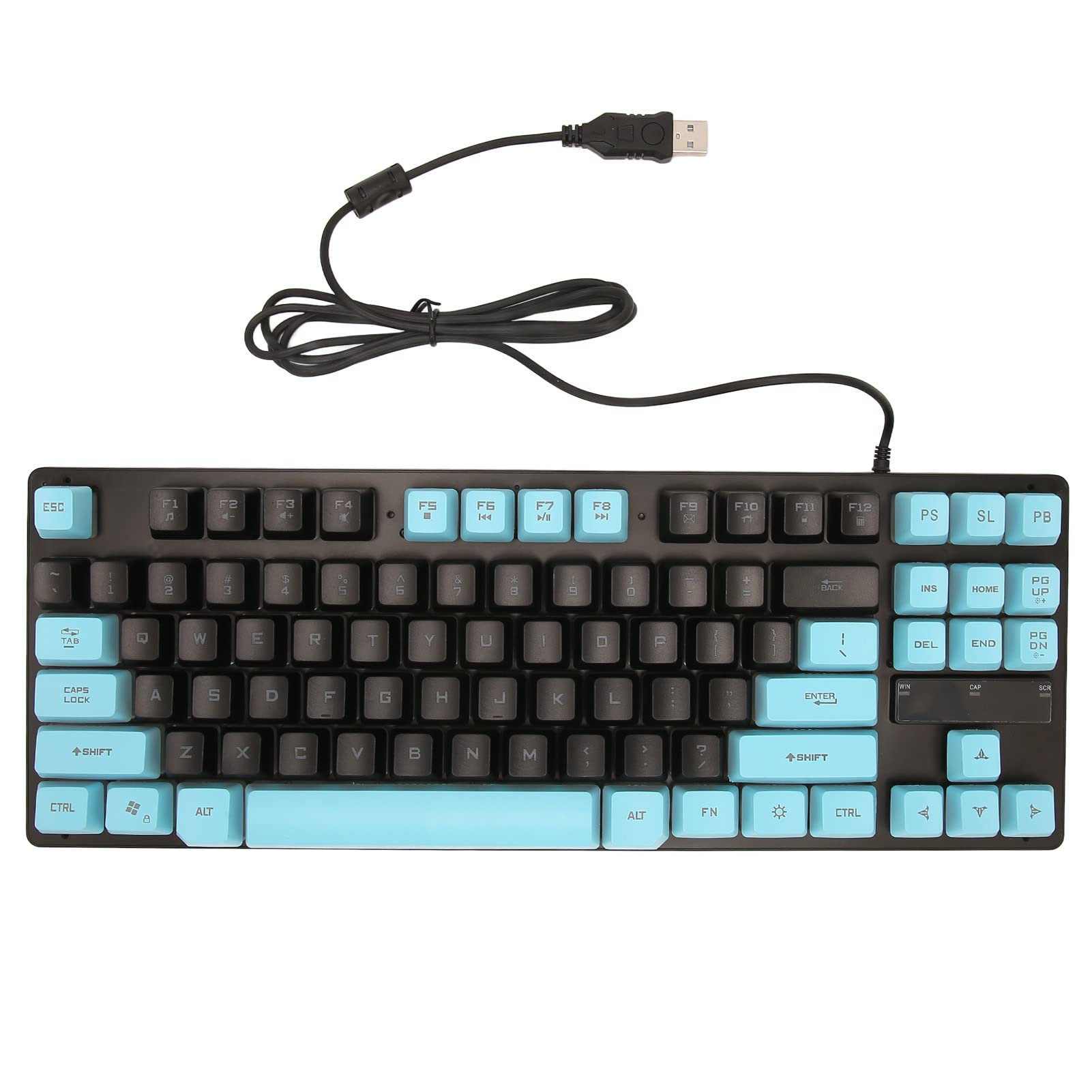 Acouto Tastiera da Gioco Cablata 87 Tasti Design Ergonomico Retroilluminato a Colori Accessori per Computer Notebook DesktopSupporti Blu Scuro per Tastiera da Gioco Cablata WinTastiera da