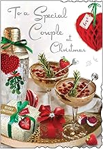 Special Couple Christmas Card - Festive Cocktails - Artistic Design - Special Finishes and Illustrated Insert Leaf - Made in the UK