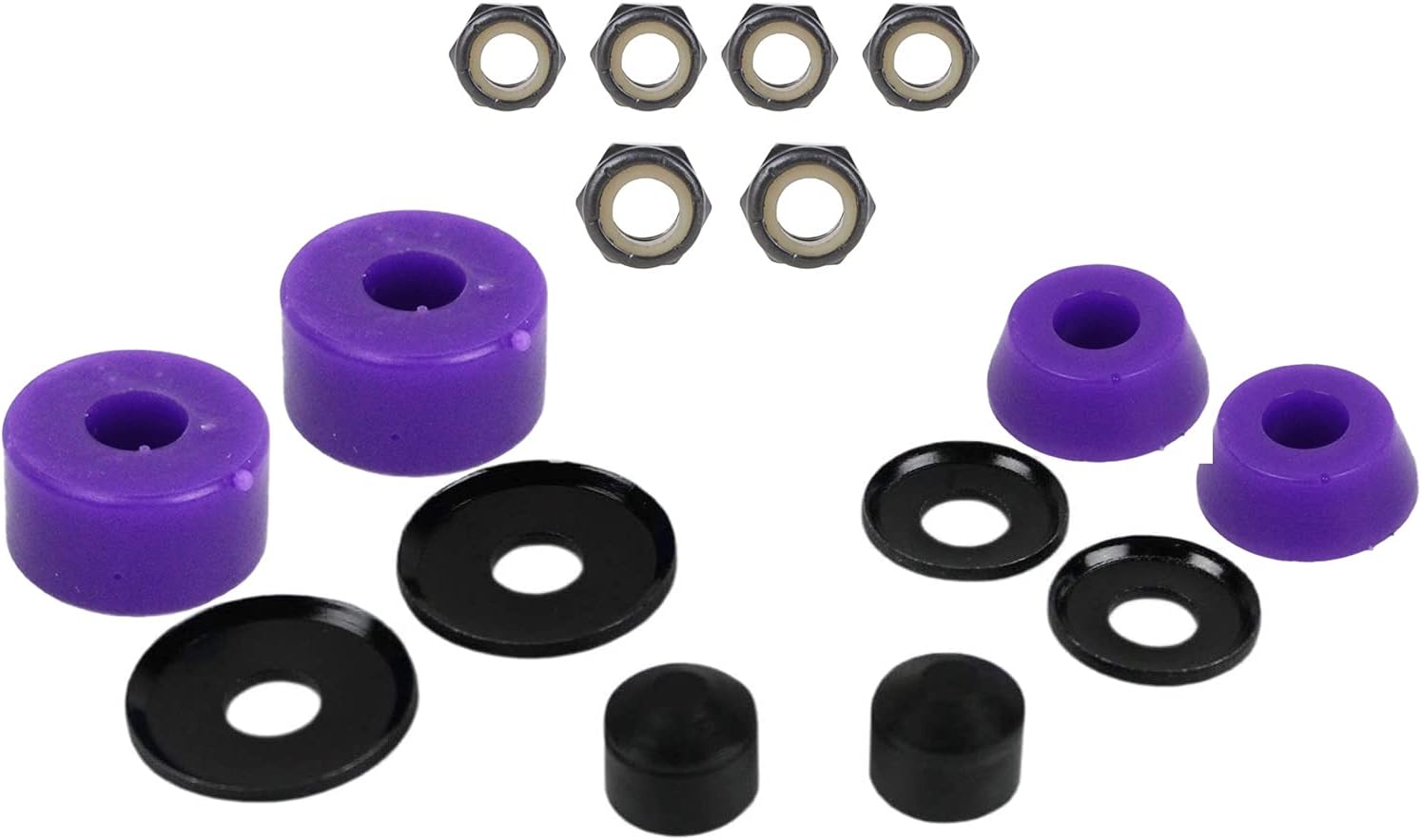 Skateboard Truck Rebuild Kit - Medium 93A Bushings, Washers & Pivot Cups For 2 Trucks
