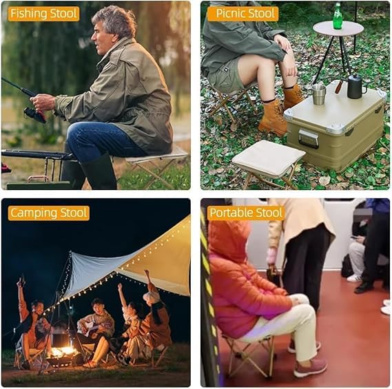 Image of Folding Stool, Outdoor Portable Stool, Lightweight Chair Heavy Duty Camping Fishing Hiking Picnic Garden BBQ Chair, Folding Oxford Cloth Stool Chairs, (Pcs-1), (Multi Colour).