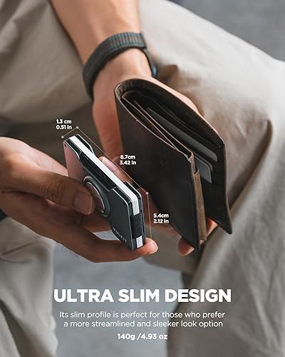 Miniatura 5 de VULKIT Minimalsit - Cartera metálica con clip para dinero, soporte para tarjetas de crédito, compatible con soporte para Airtag, bolsillo frontal,