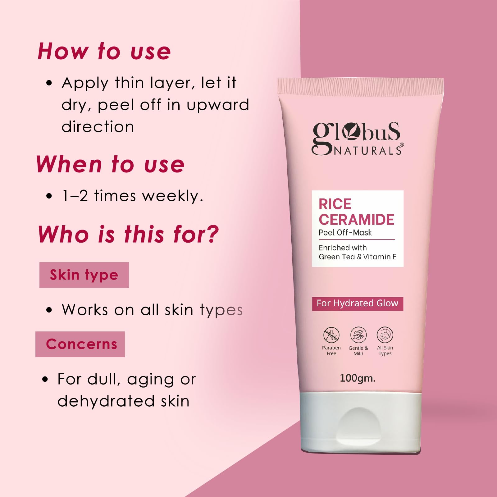 Globus Naturals Revival Rice Ceramide Festive Combo, For Korean Glass Skin, Set of 6 Face Wash 100gm, Cream 50gm, Scrub 50gm, Peel off Mask 100gm, Serum 30ml, Toner 100ml (430gm, RiceCombo16_Diwali) 4