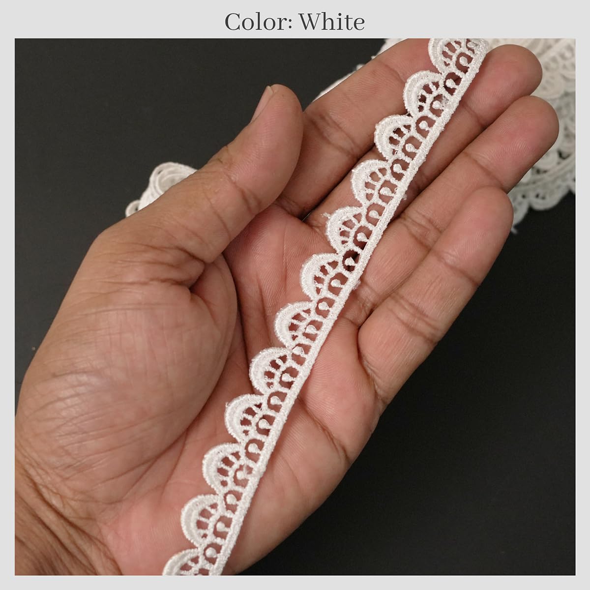 EmbroideryMaterial Kinari White Cotton Trim Laces and Borders Material for Saree Border, Suit, Kurta, Dupatta, Blouse, Gown, Lehenga & Neckline (9 Meters, 1.5 CM Wide) 4