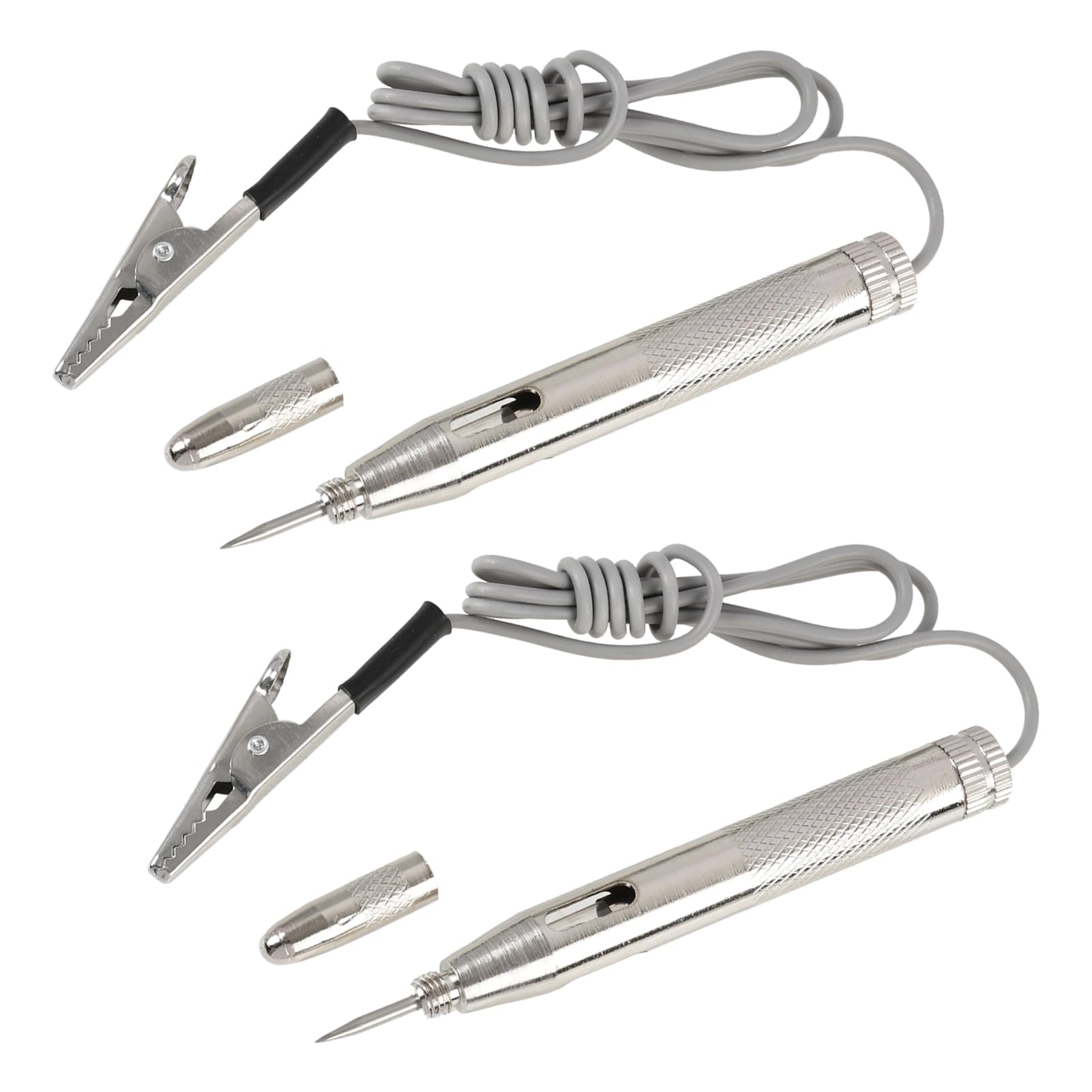 2 Piezas Comprobador de Corriente 6V/12V/24V, Comprobador de Fusibles Coche y Comprobador de Relé Coche con Pinza Cocodrilo, Sonda de Acero Afilada y Luz de Prueba para Circuitos de Bajo Voltaje