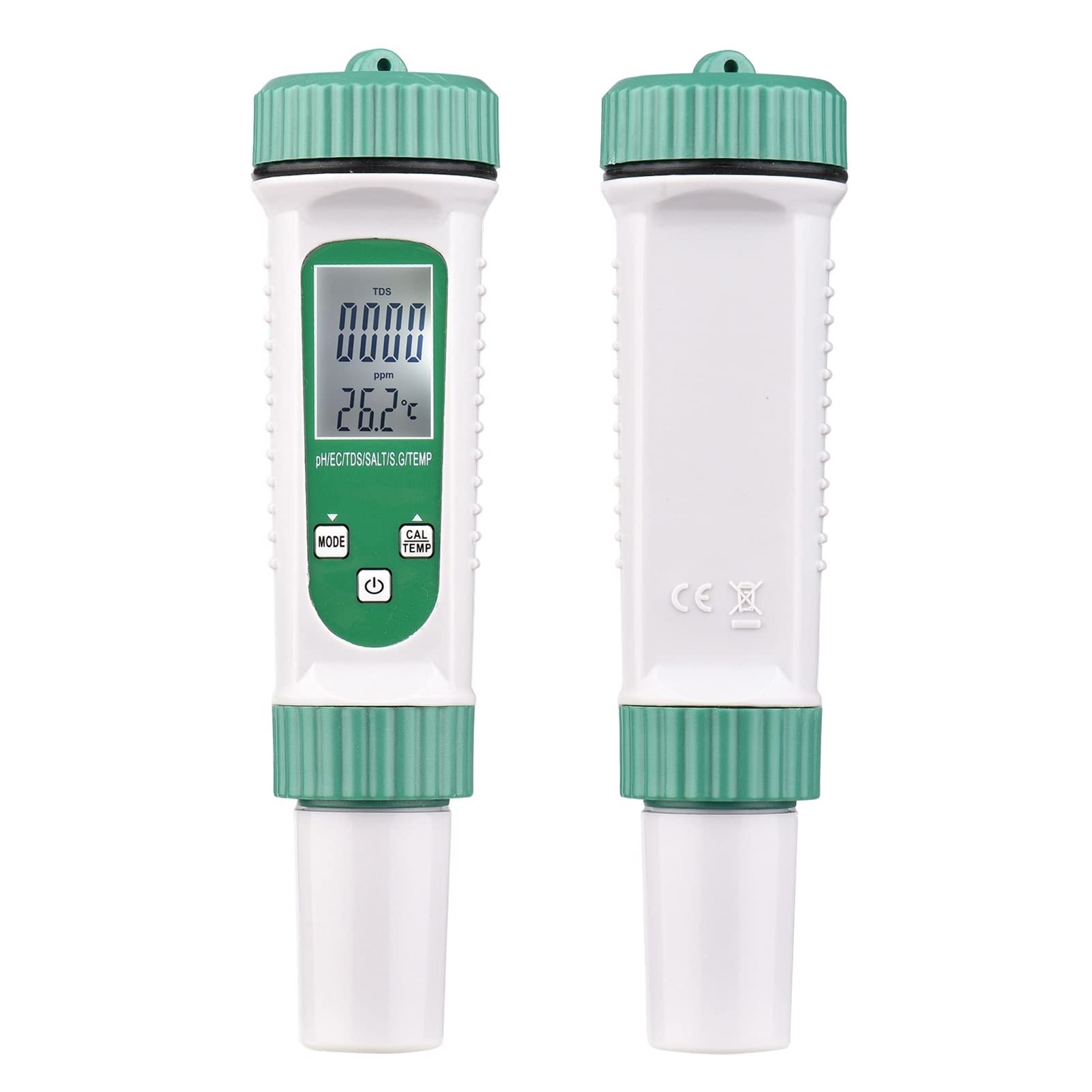 Tester digitale della qualità dell'acqua Monitor multifunzione 6 in 1 per PH EC TDS SALT SG e temperatura - Misuratore portatile per acqua potabile, acquari, coltura e uso in