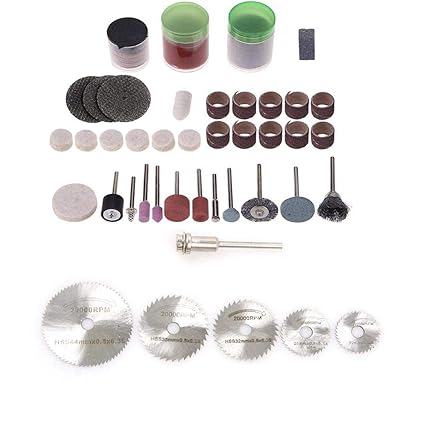 A&S TOOL SHOP 105pc Rotary Tool Accessories Kit Mini Drill Bit Set with 3.2mm Mandrel in Electric Drill with 6pcs/Set Mini HSS Circular Saw Blade Rotary Tool for Metal Cutter Power Tool Set