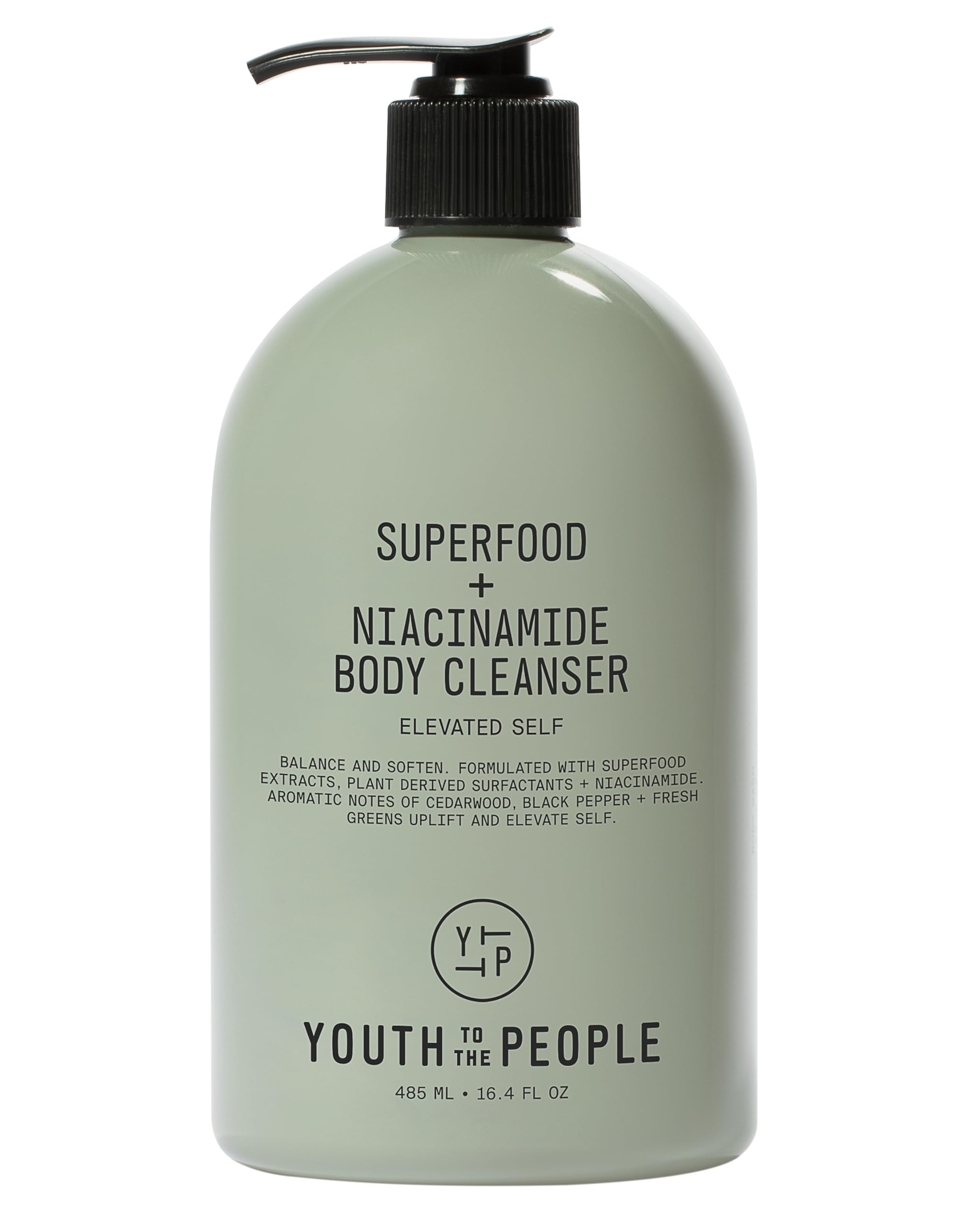 Youth To The People Superfood + Niacinamide Body Wash, Full Size (16.4 fl oz), Kale + Green Tea Cleanser with Nourishing Vitamins + Antioxidants, Improves Skin Texture + Dullness, Scented, Vegan