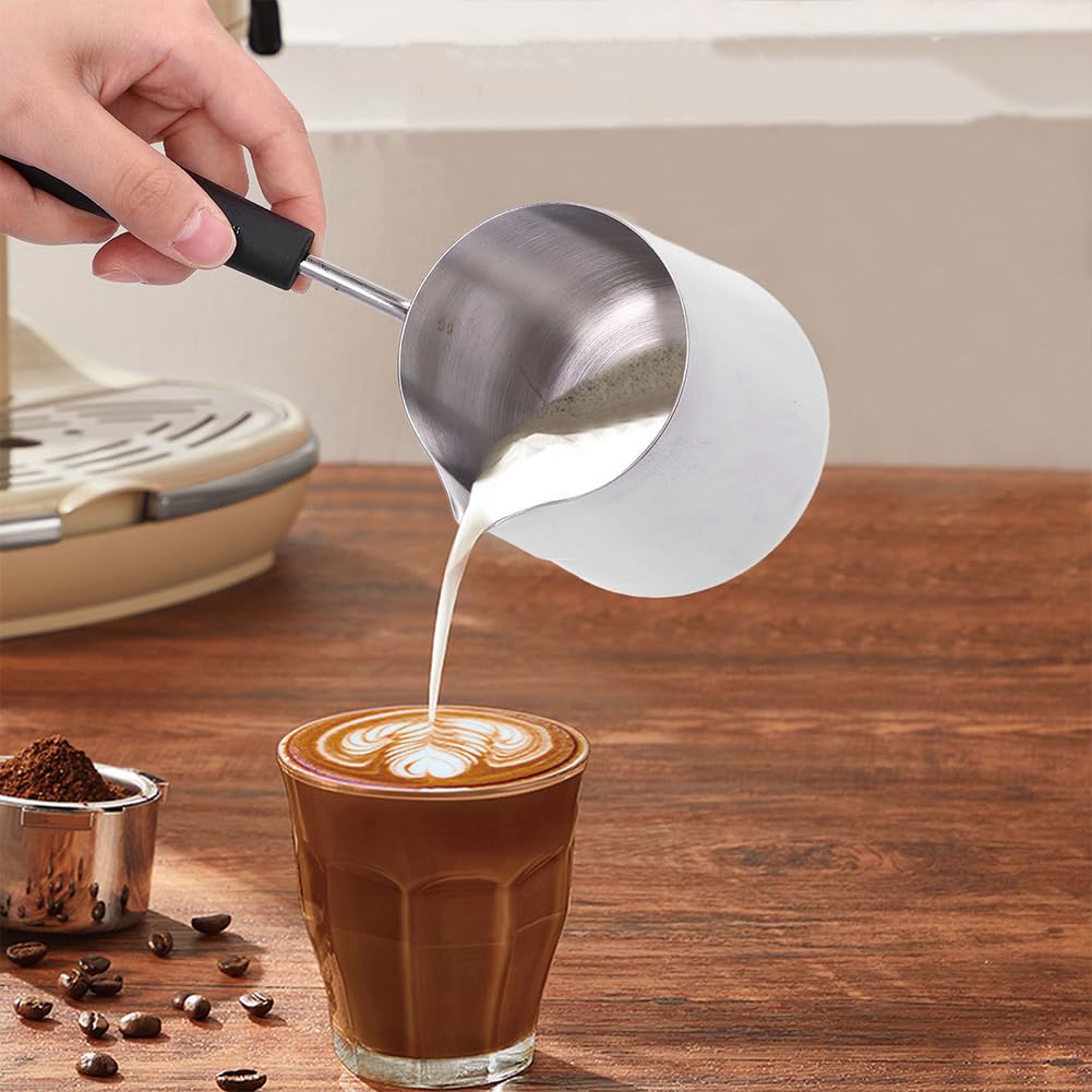 Mokkakännchen,Edelstahl Milchkanne,Türkische Kaffeekanne | Herdplatte Espressokocher Türkischer Kaffeekocher Zur Coffee für Home Sauce Pan Cafe Milch schokolade 600ML