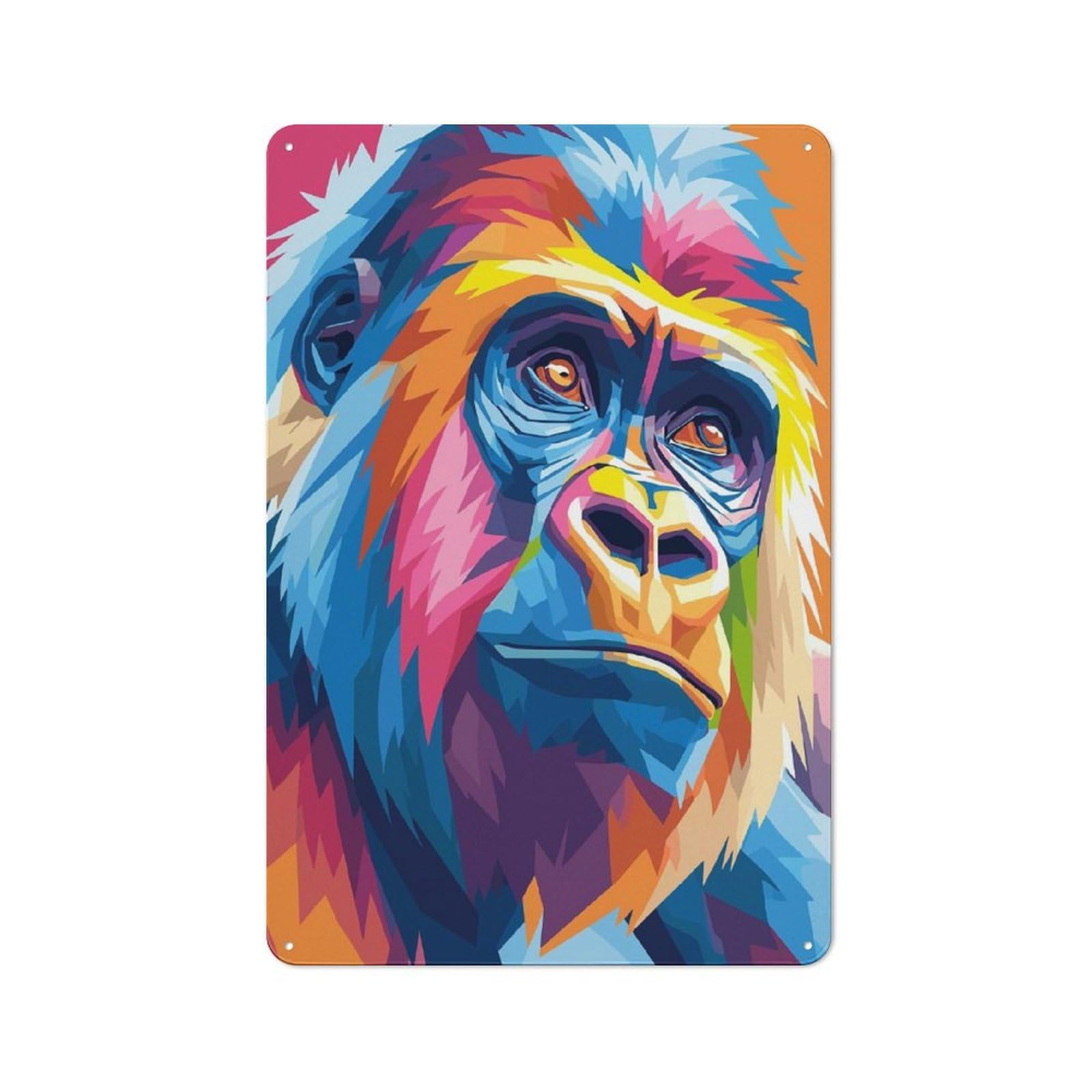 Colorful Gorilla Portrait Metal Wall Sign 30x20cm, Rustic Classic Pub Decor for Cafe, Pub, Workshop Or Home Bar
